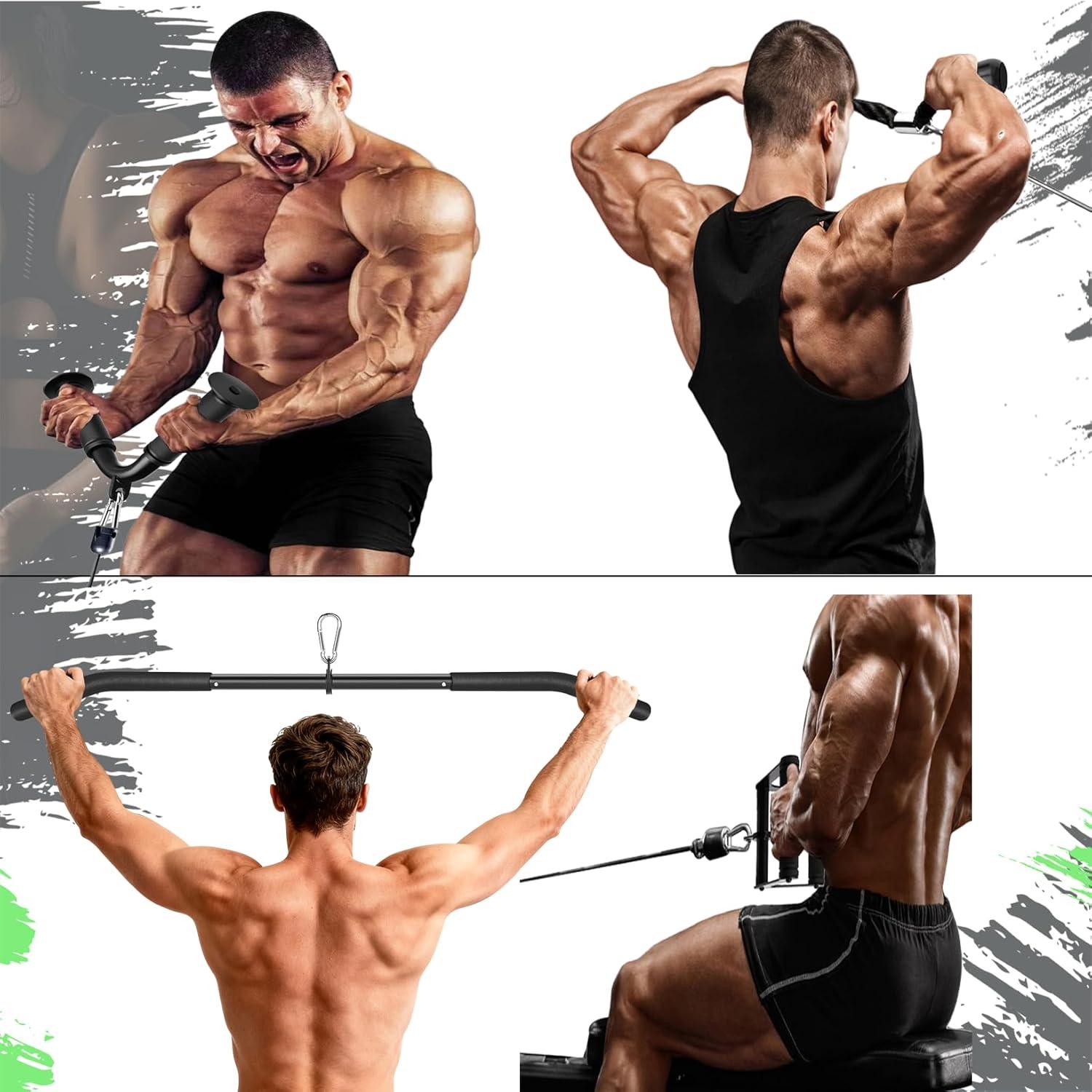 imageCable Machine Attachment Set LAT Pulldown Attachments Cable Machine Accessories for Home Gym Weight Workout 5 Pcs