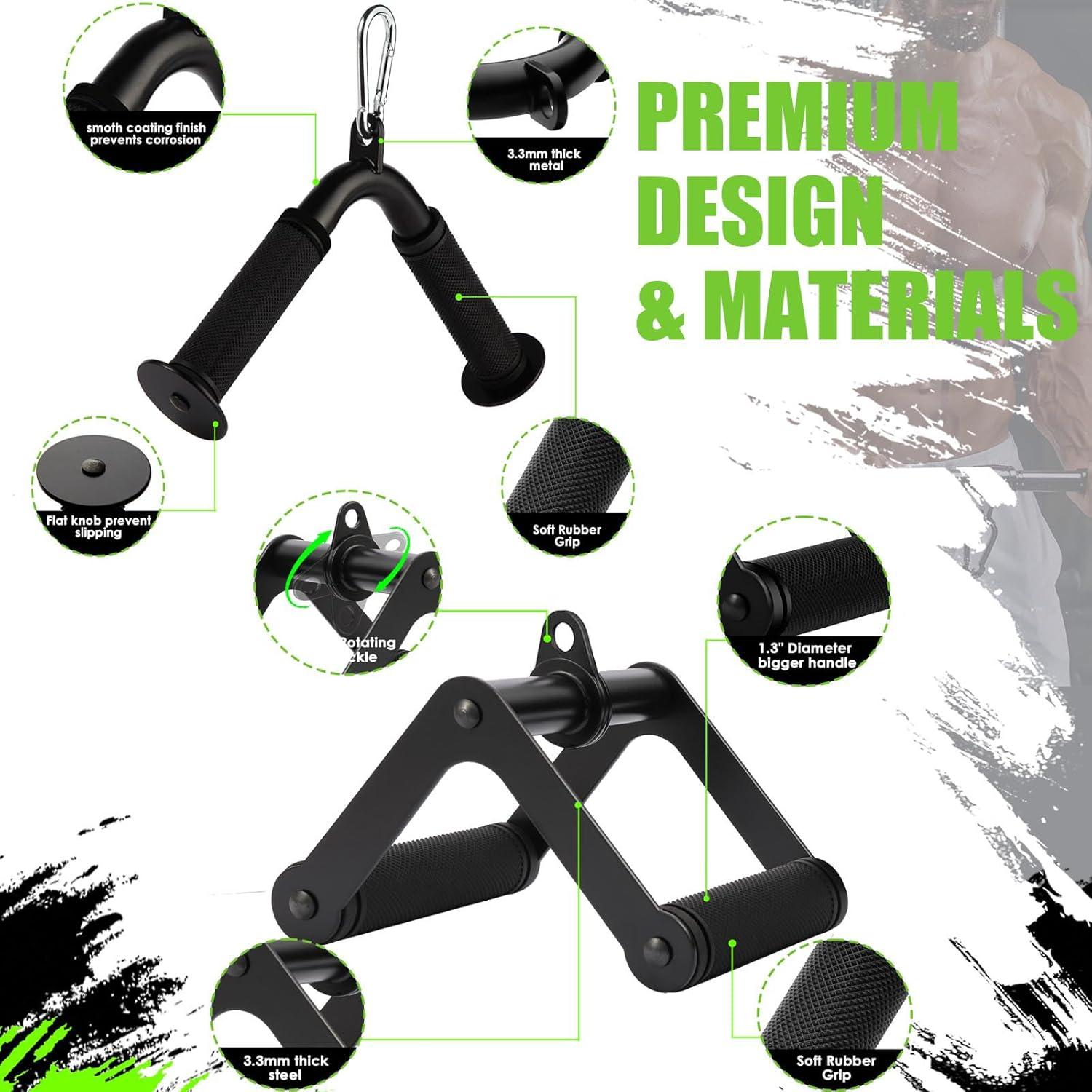 imageCable Machine Attachment Set LAT Pulldown Attachments Cable Machine Accessories for Home Gym Weight Workout 5 Pcs