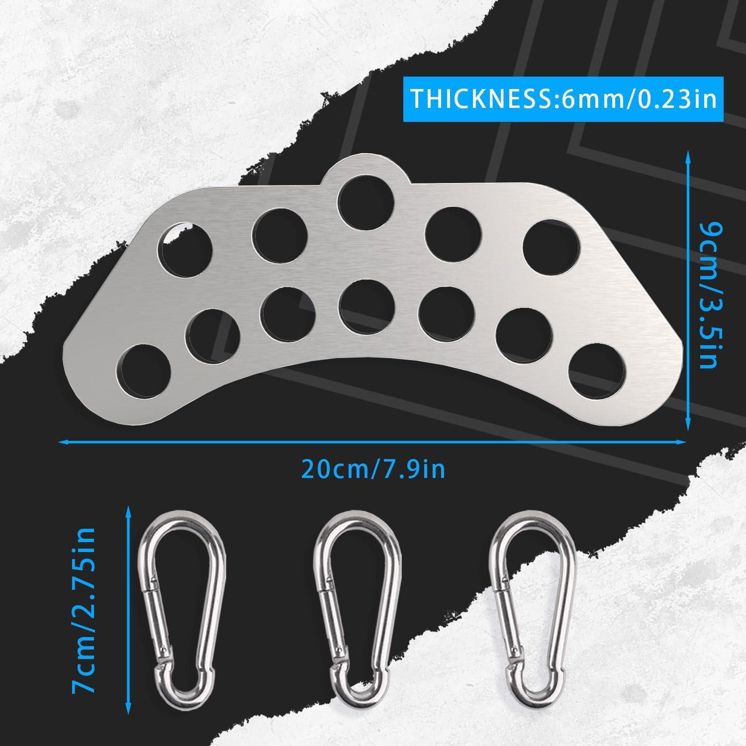 imageDouble to Single Adaptor Plate for Cable Pulley Machines Durable Solid Stainless Steel with 3 Carabiners Suitable for Dual Cable Machines LAT Pulldown Shoulder amp Biceps Exercises12Hole