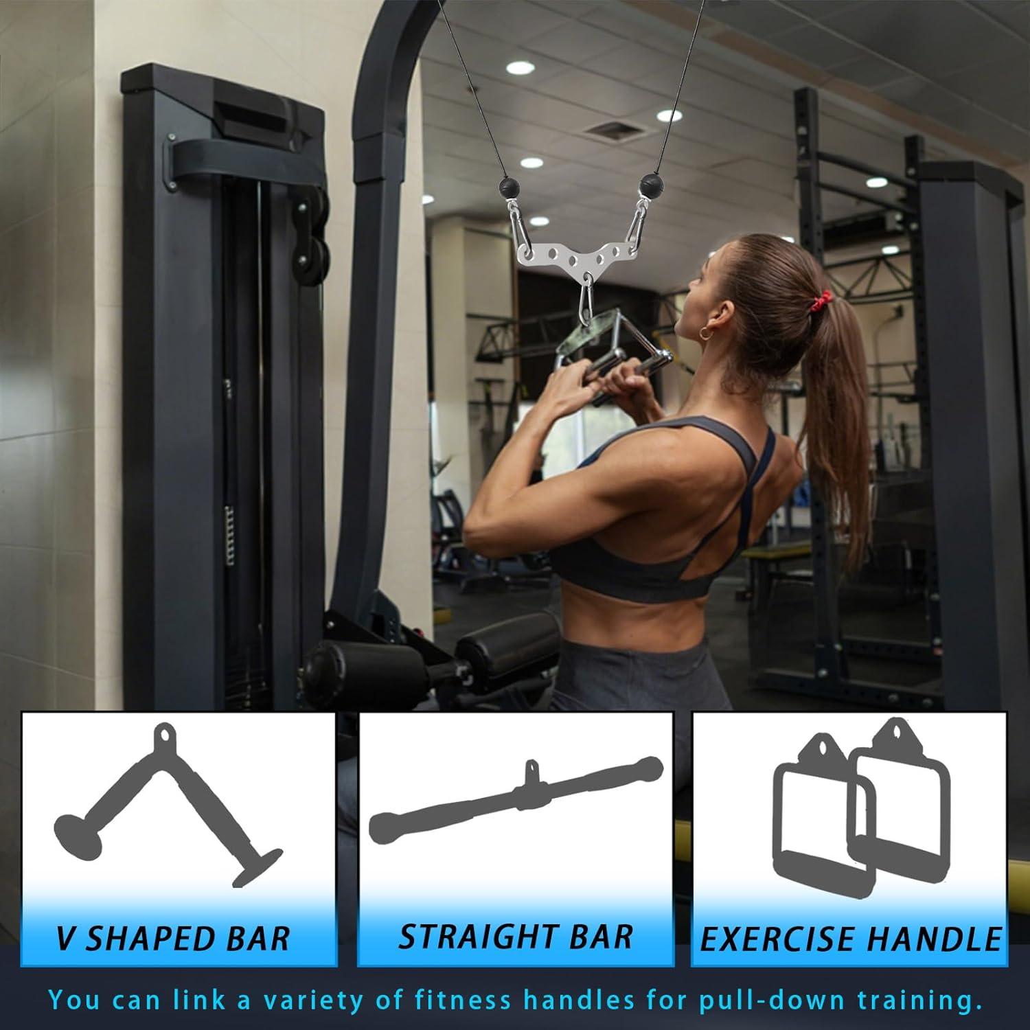 imageDouble to Single Adaptor Plate for Cable Pulley Machines Durable Solid Stainless Steel with 3 Carabiners Suitable for Dual Cable Machines LAT Pulldown Shoulder amp Biceps Exercises7Hole