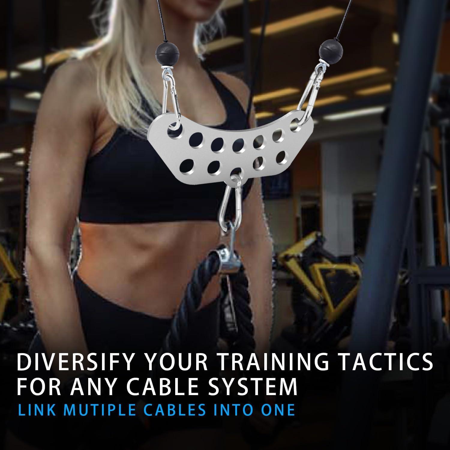 imageDouble to Single Adaptor Plate for Cable Pulley Machines Durable Solid Stainless Steel with 3 Carabiners Suitable for Dual Cable Machines LAT Pulldown Shoulder amp Biceps Exercises12Hole