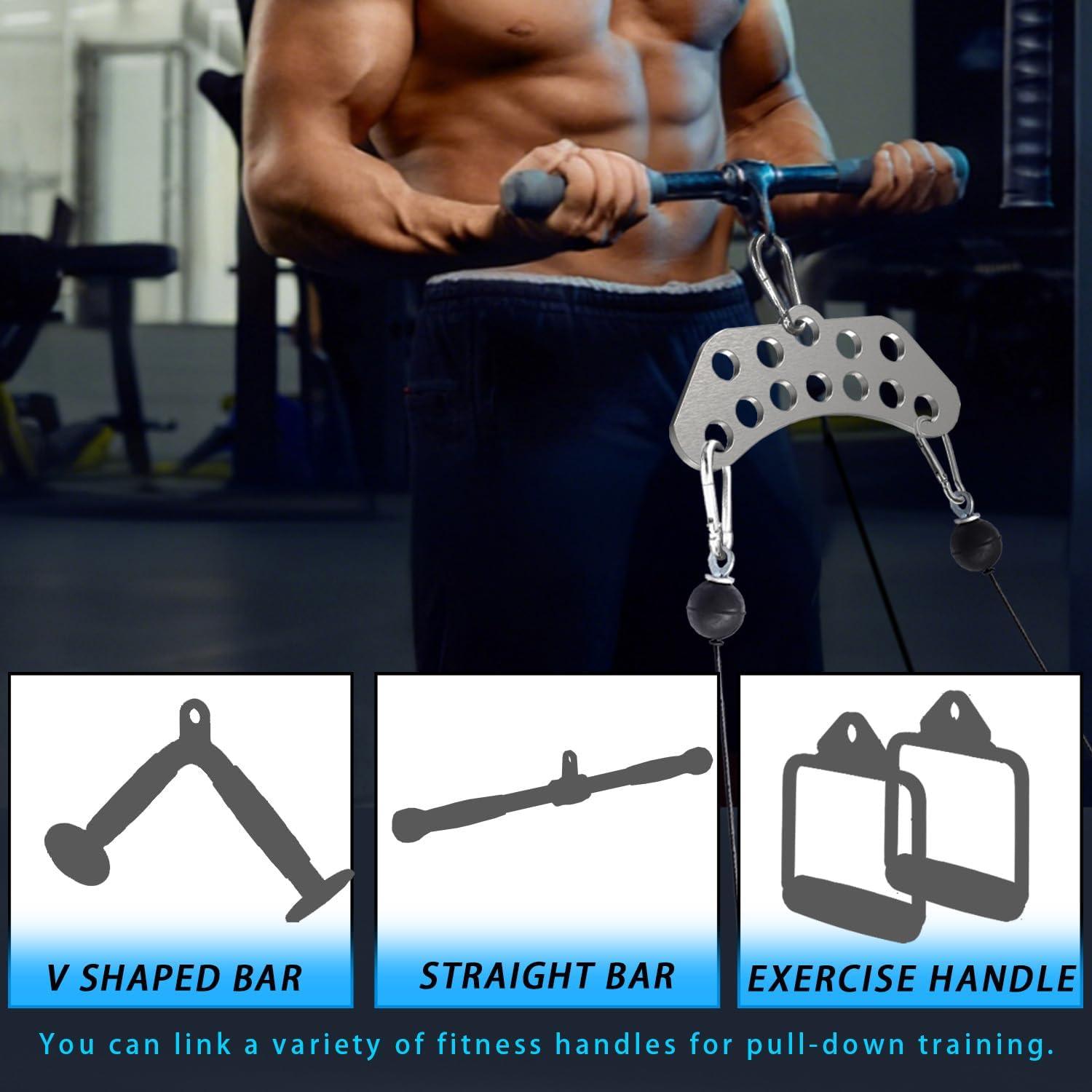 imageDouble to Single Adaptor Plate for Cable Pulley Machines Durable Solid Stainless Steel with 3 Carabiners Suitable for Dual Cable Machines LAT Pulldown Shoulder amp Biceps Exercises12Hole