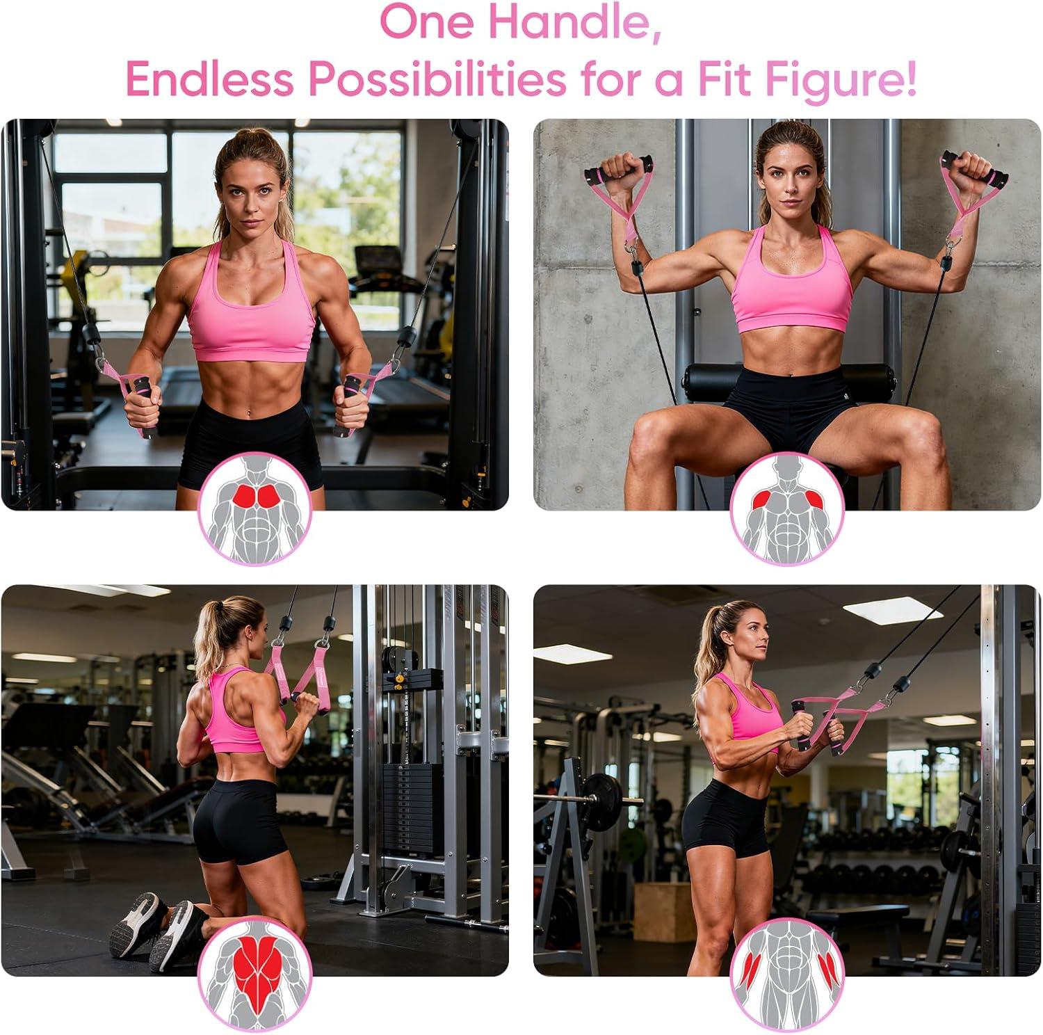 imageFitBeast Ankle Straps for Cable Machines Women Ankle Strap Set Glute Kickback Ankle Strap amp Gym Handles Gym Ankle Straps for Resistance Bands Booty Workouts Leg Extensions Hip AbductorsPink