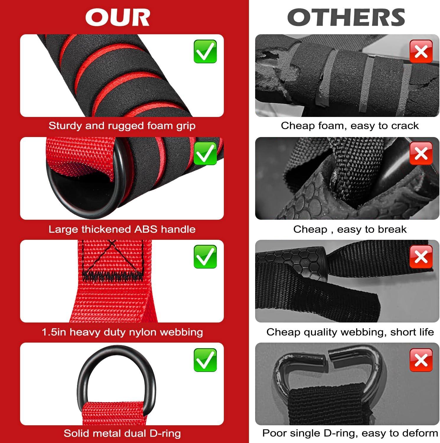 imageHOXWC Cable Handles Gym Equipment Heavy Duty Resistance Band Handles Replacement Exercise Handles for Cable Machine Pulley System Strength Trainer Pull Down Workout Home Gym Cable AttachmentsRed