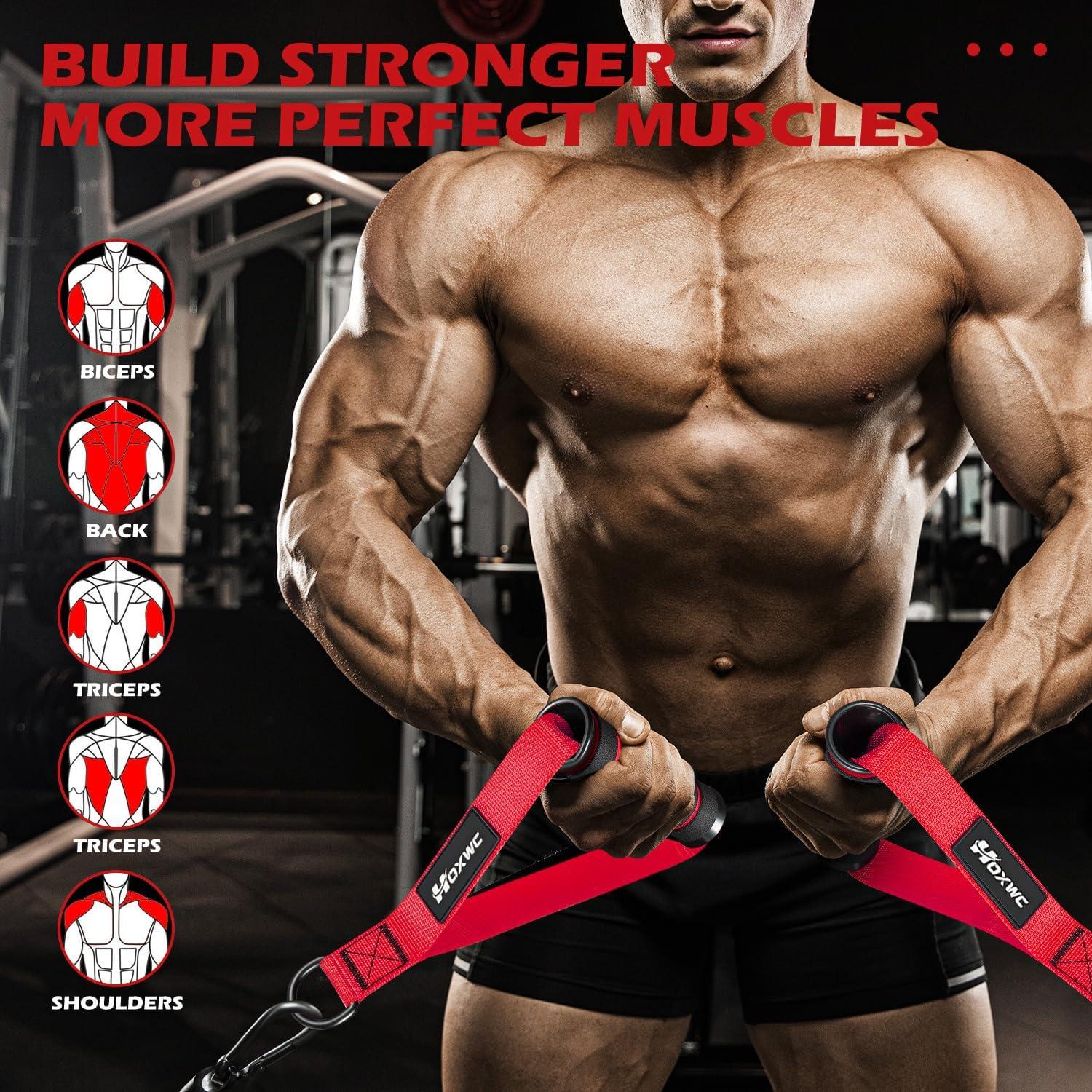 imageHOXWC Cable Handles Gym Equipment Heavy Duty Resistance Band Handles Replacement Exercise Handles for Cable Machine Pulley System Strength Trainer Pull Down Workout Home Gym Cable AttachmentsRed