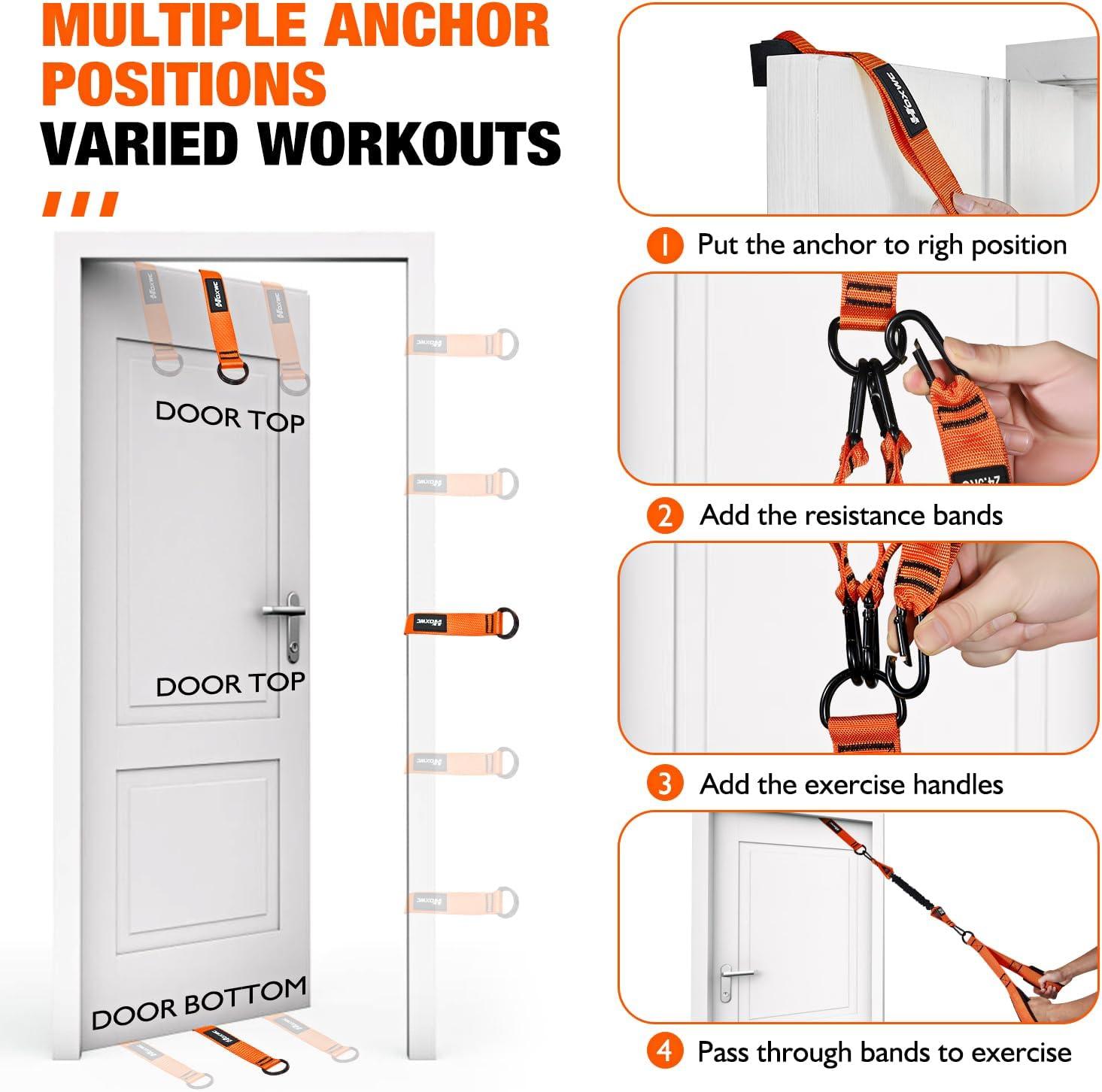 imageHOXWC Heavy Resistance Bands with Door Anchor Exercise Bands with Handles for Working Out Home Gym Workout Equipment for Push Downs Tricep Biceps Arms Back Chest Abs Shoulder TrainingOrange