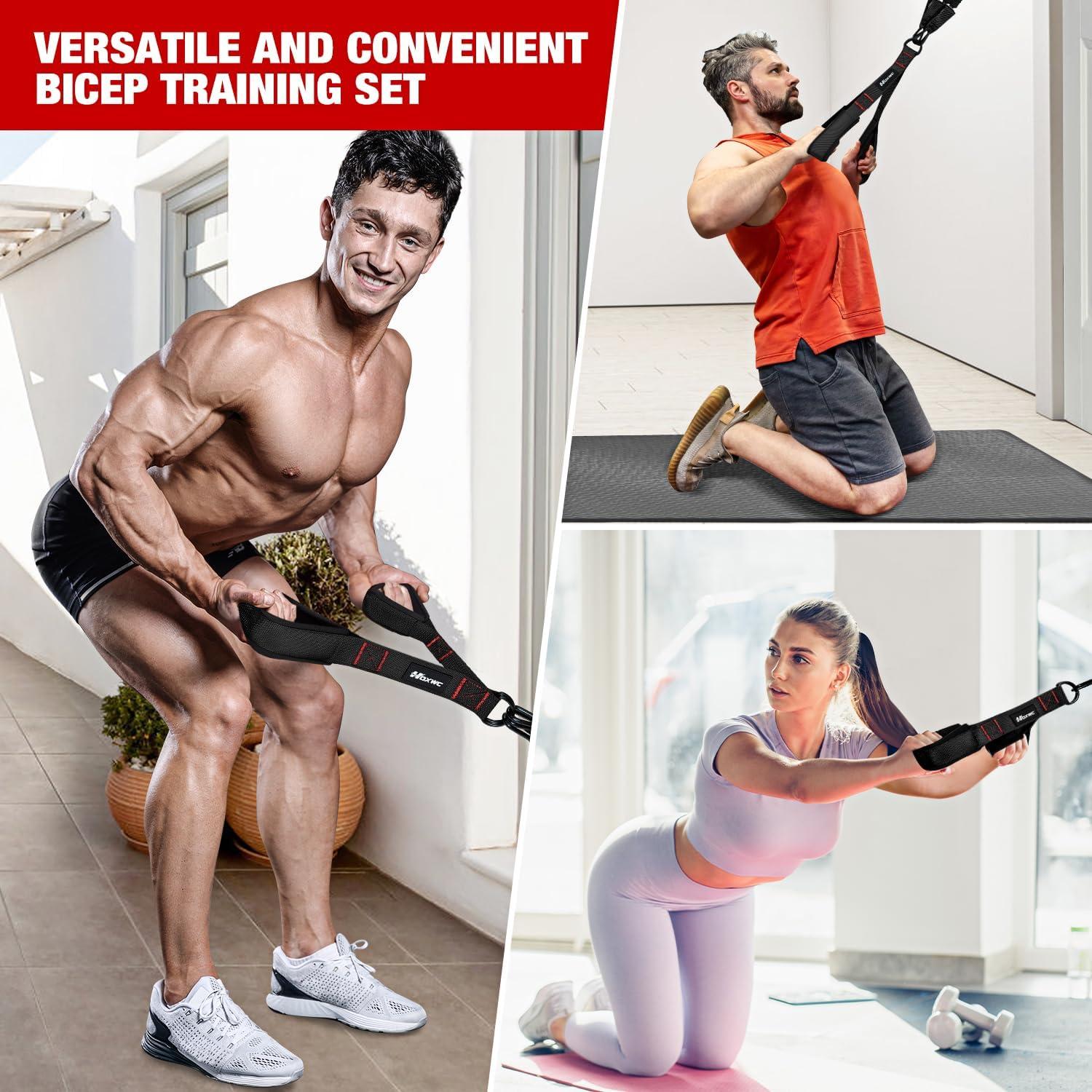 imageHOXWC Heavy Resistance Bands with Door Anchor Exercise Bands with Handles for Working Out Home Gym Workout Equipment for Push Downs Tricep Biceps Arms Back Chest Abs Shoulder TrainingBlack