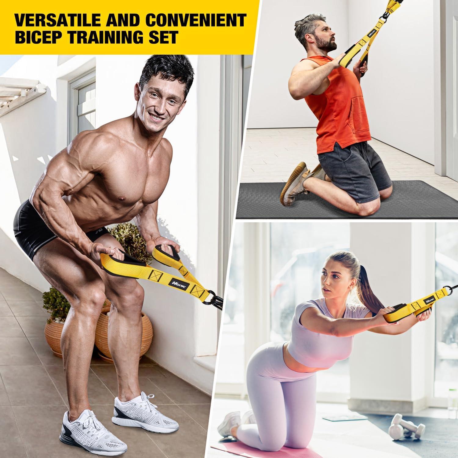 imageHOXWC Heavy Resistance Bands with Door Anchor Exercise Bands with Handles for Working Out Home Gym Workout Equipment for Push Downs Tricep Biceps Arms Back Chest Abs Shoulder Training1Yellow