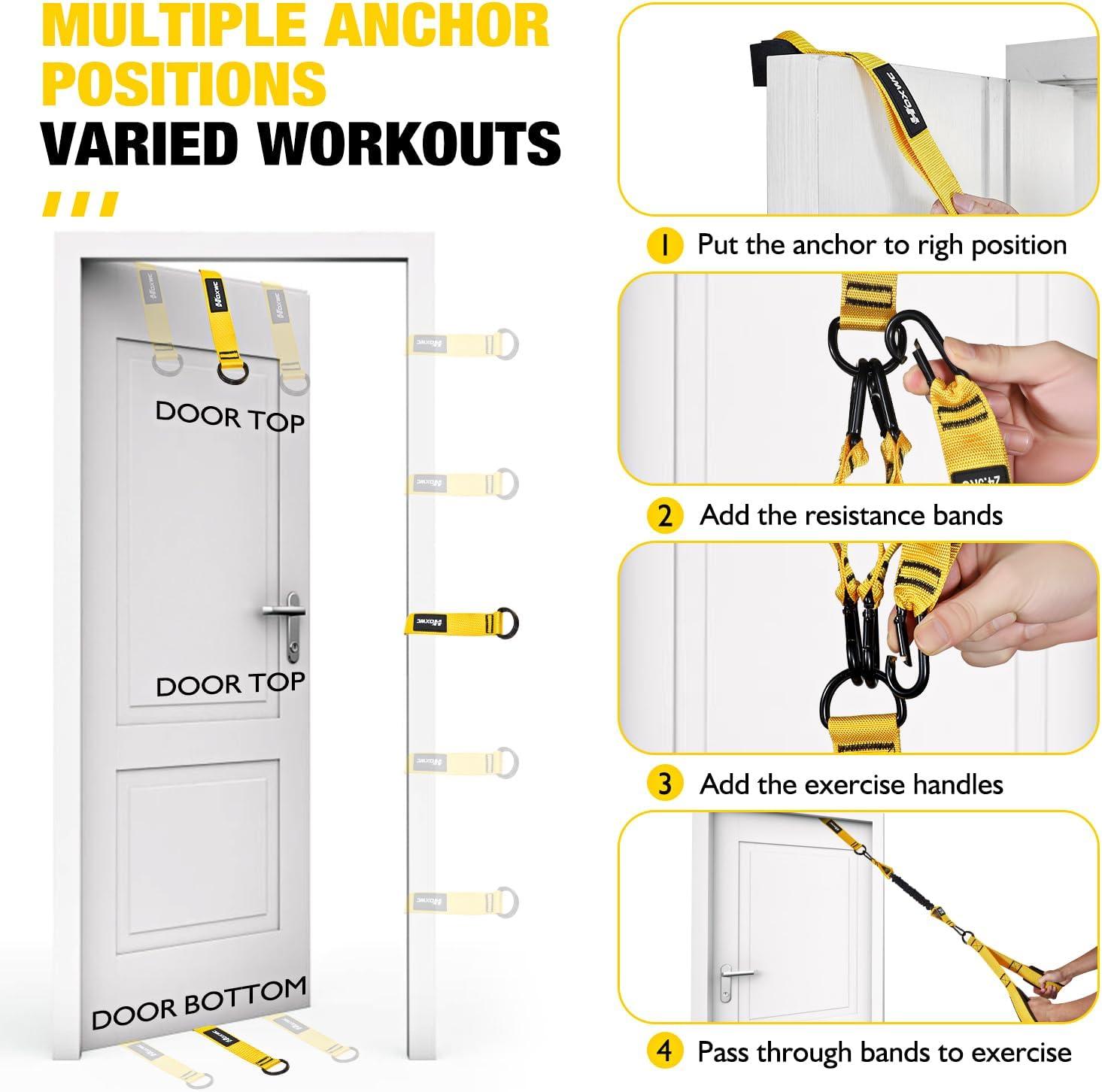 imageHOXWC Heavy Resistance Bands with Door Anchor Exercise Bands with Handles for Working Out Home Gym Workout Equipment for Push Downs Tricep Biceps Arms Back Chest Abs Shoulder Training1Yellow