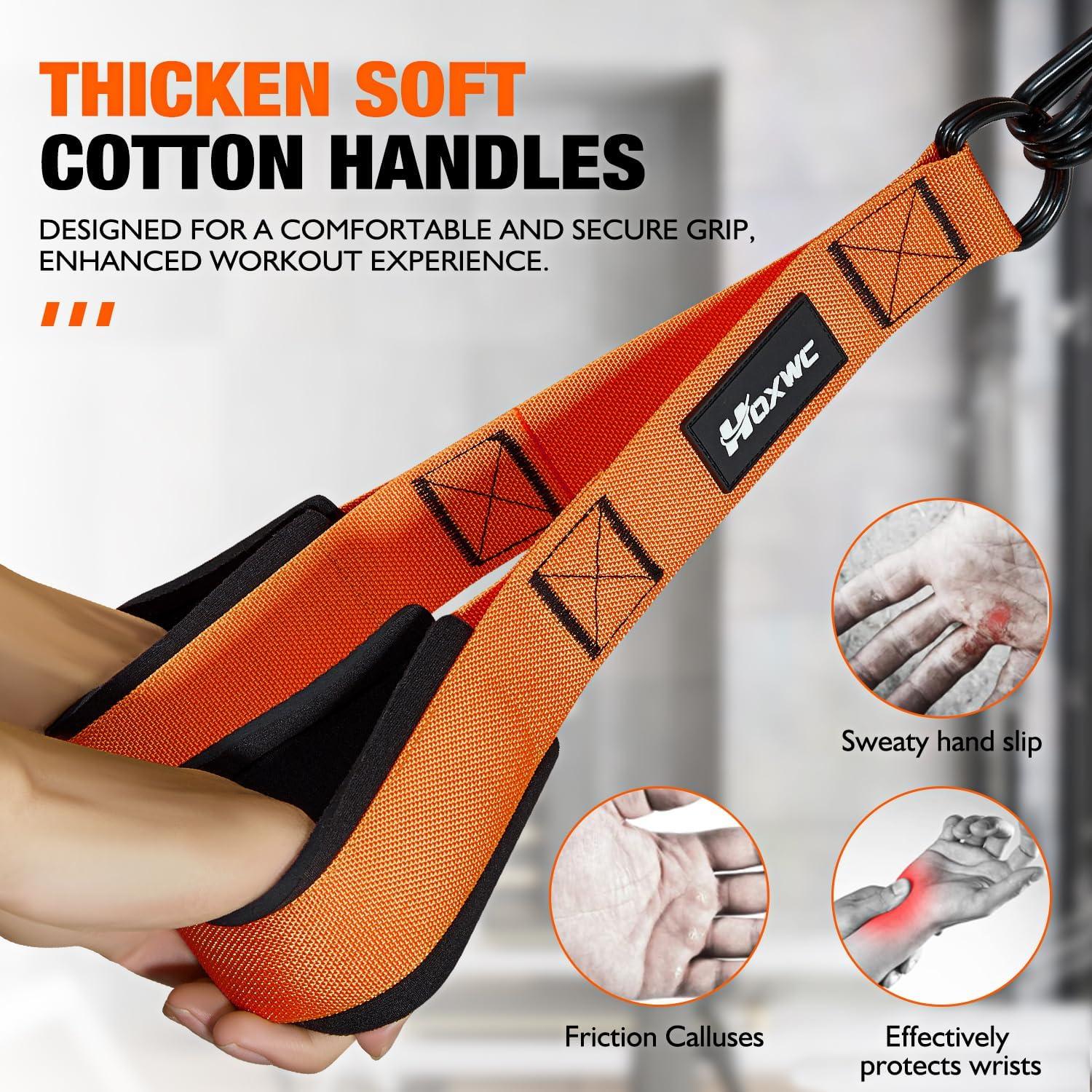 imageHOXWC Heavy Resistance Bands with Door Anchor Exercise Bands with Handles for Working Out Home Gym Workout Equipment for Push Downs Tricep Biceps Arms Back Chest Abs Shoulder TrainingOrange
