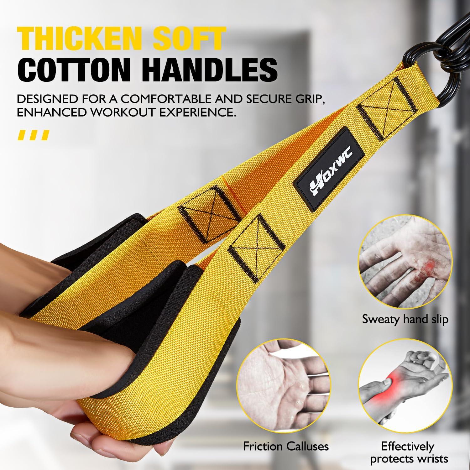 imageHOXWC Heavy Resistance Bands with Door Anchor Exercise Bands with Handles for Working Out Home Gym Workout Equipment for Push Downs Tricep Biceps Arms Back Chest Abs Shoulder Training1Yellow