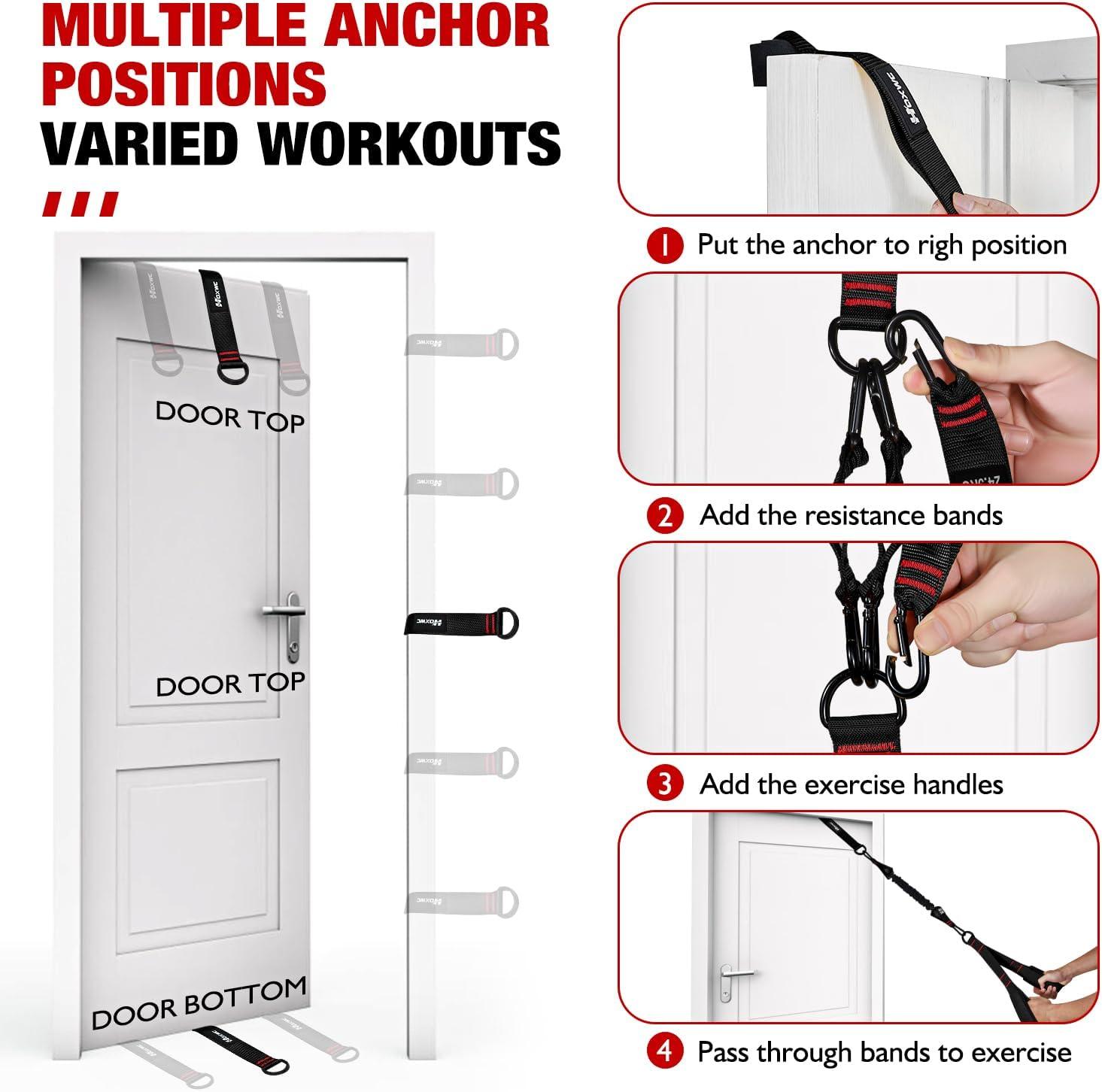 imageHOXWC Heavy Resistance Bands with Door Anchor Exercise Bands with Handles for Working Out Home Gym Workout Equipment for Push Downs Tricep Biceps Arms Back Chest Abs Shoulder TrainingBlack
