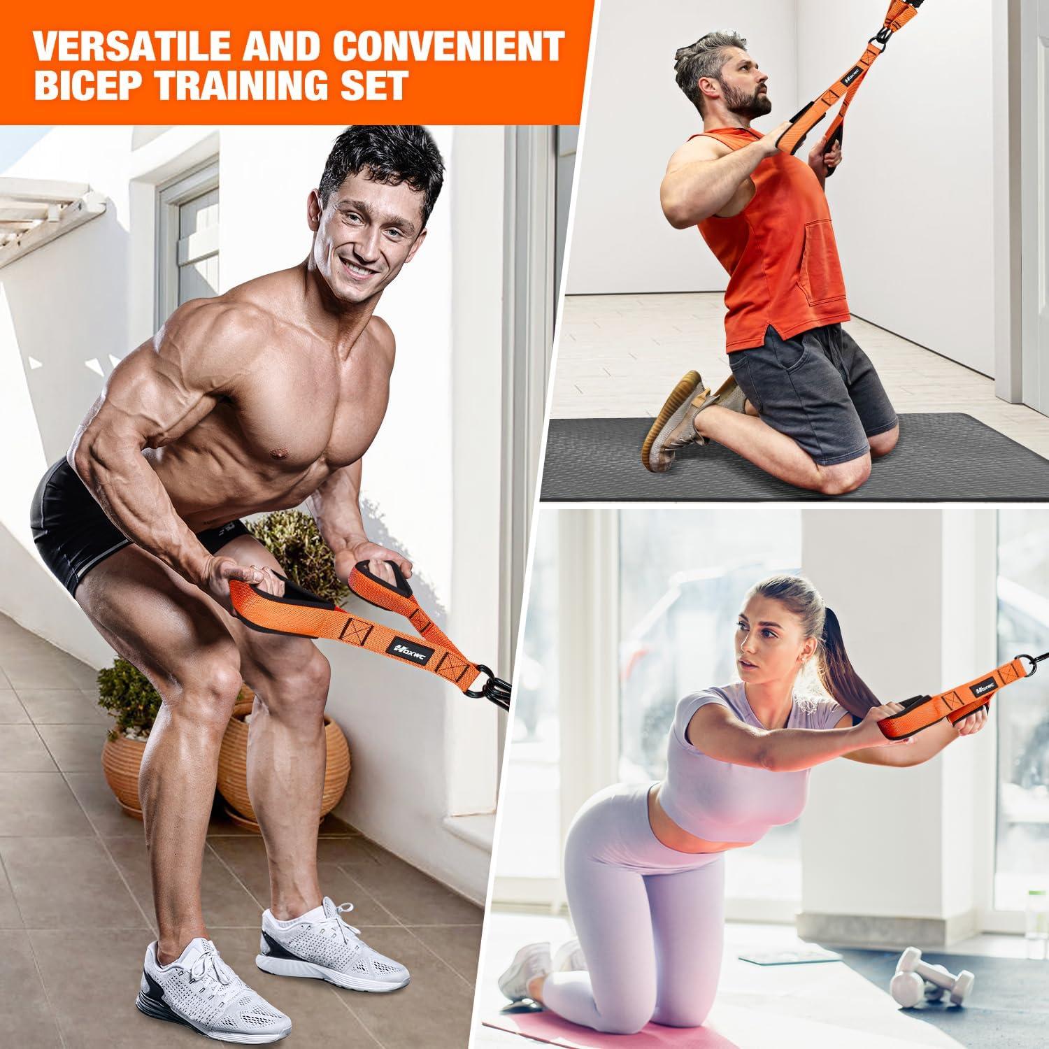 imageHOXWC Heavy Resistance Bands with Door Anchor Exercise Bands with Handles for Working Out Home Gym Workout Equipment for Push Downs Tricep Biceps Arms Back Chest Abs Shoulder TrainingOrange