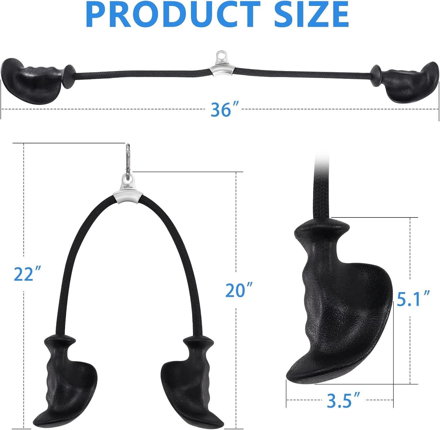 imageHXDERGO Tricep Rope with Ergonomic Handles 36 Inch Tricep Pull Down Rope for Cable Machine Pulley System Triceps Rope Cable Attachment for Gym HomeBlack