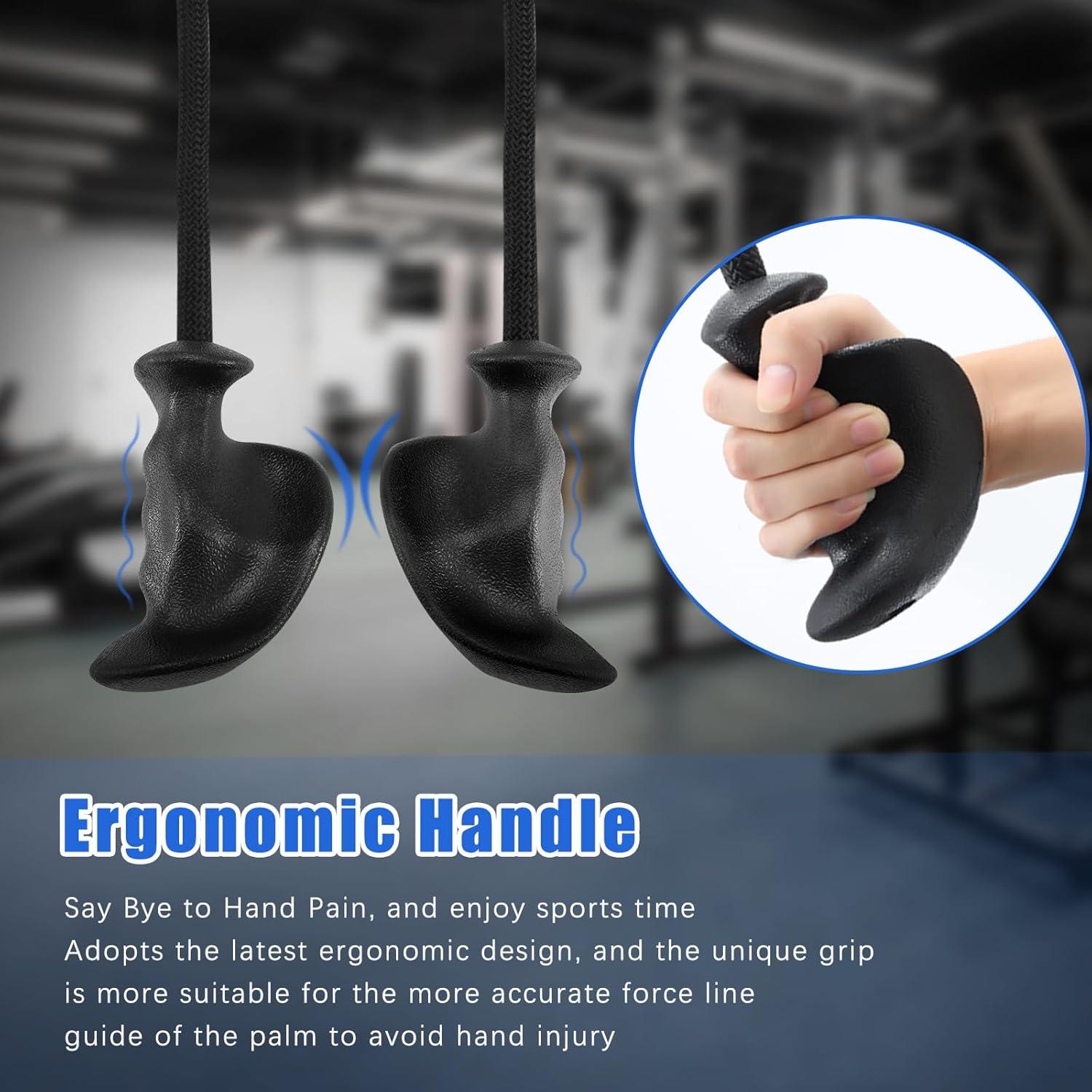 imageHXDERGO Tricep Rope with Ergonomic Handles 36 Inch Tricep Pull Down Rope for Cable Machine Pulley System Triceps Rope Cable Attachment for Gym HomeBlack