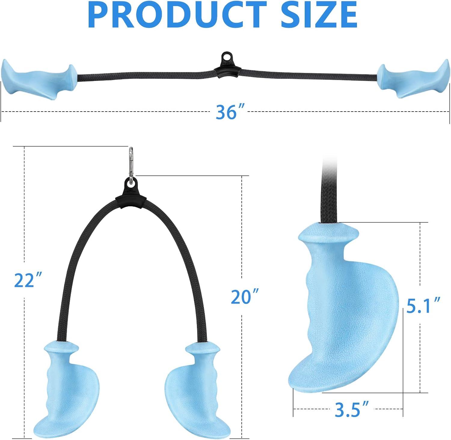 imageHXDERGO Tricep Rope with Ergonomic Handles 36 Inch Tricep Pull Down Rope for Cable Machine Pulley System Triceps Rope Cable Attachment for Gym HomeBlue