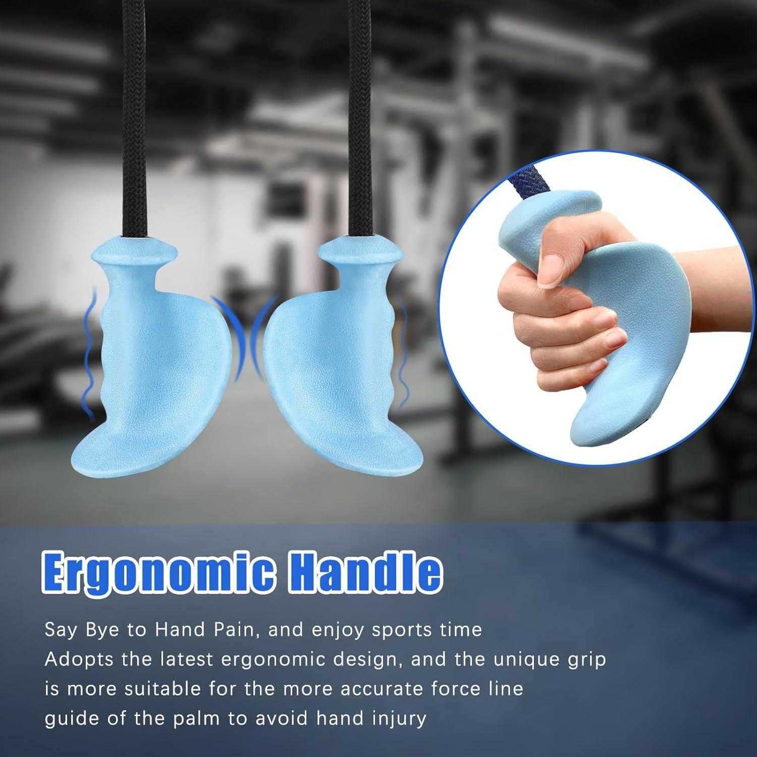imageHXDERGO Tricep Rope with Ergonomic Handles 36 Inch Tricep Pull Down Rope for Cable Machine Pulley System Triceps Rope Cable Attachment for Gym HomeBlue