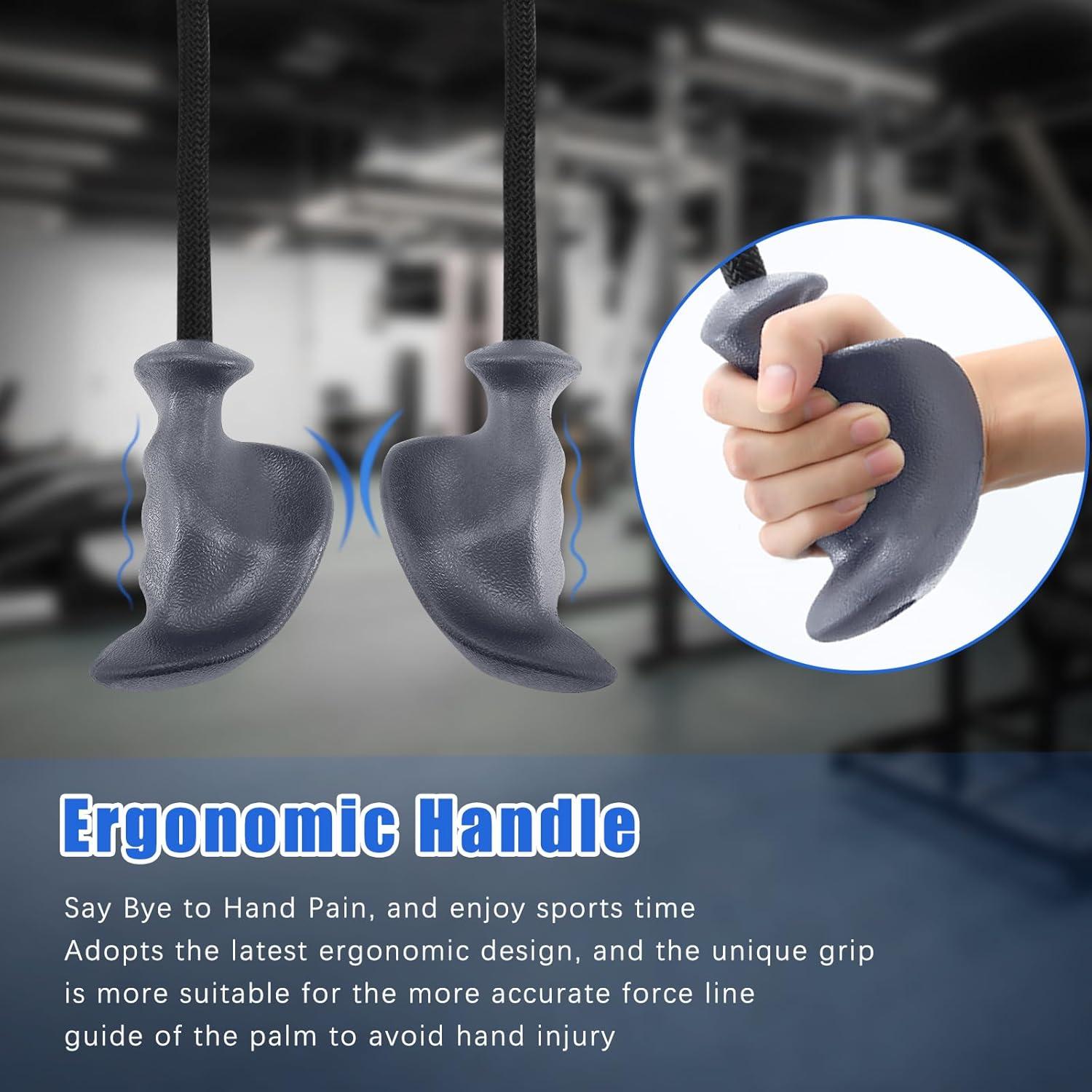 imageHXDERGO Tricep Rope with Ergonomic Handles 36 Inch Tricep Pull Down Rope for Cable Machine Pulley System Triceps Rope Cable Attachment for Gym HomeGrey