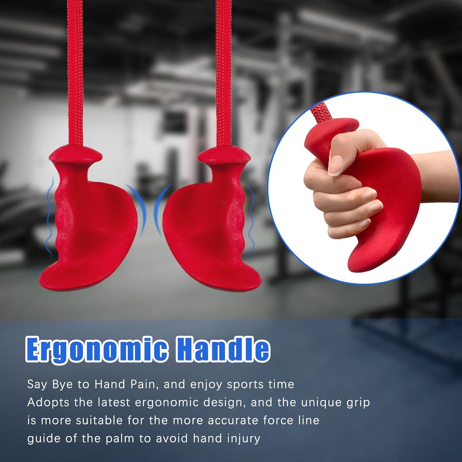 imageHXDERGO Tricep Rope with Ergonomic Handles 36 Inch Tricep Pull Down Rope for Cable Machine Pulley System Triceps Rope Cable Attachment for Gym HomeRed