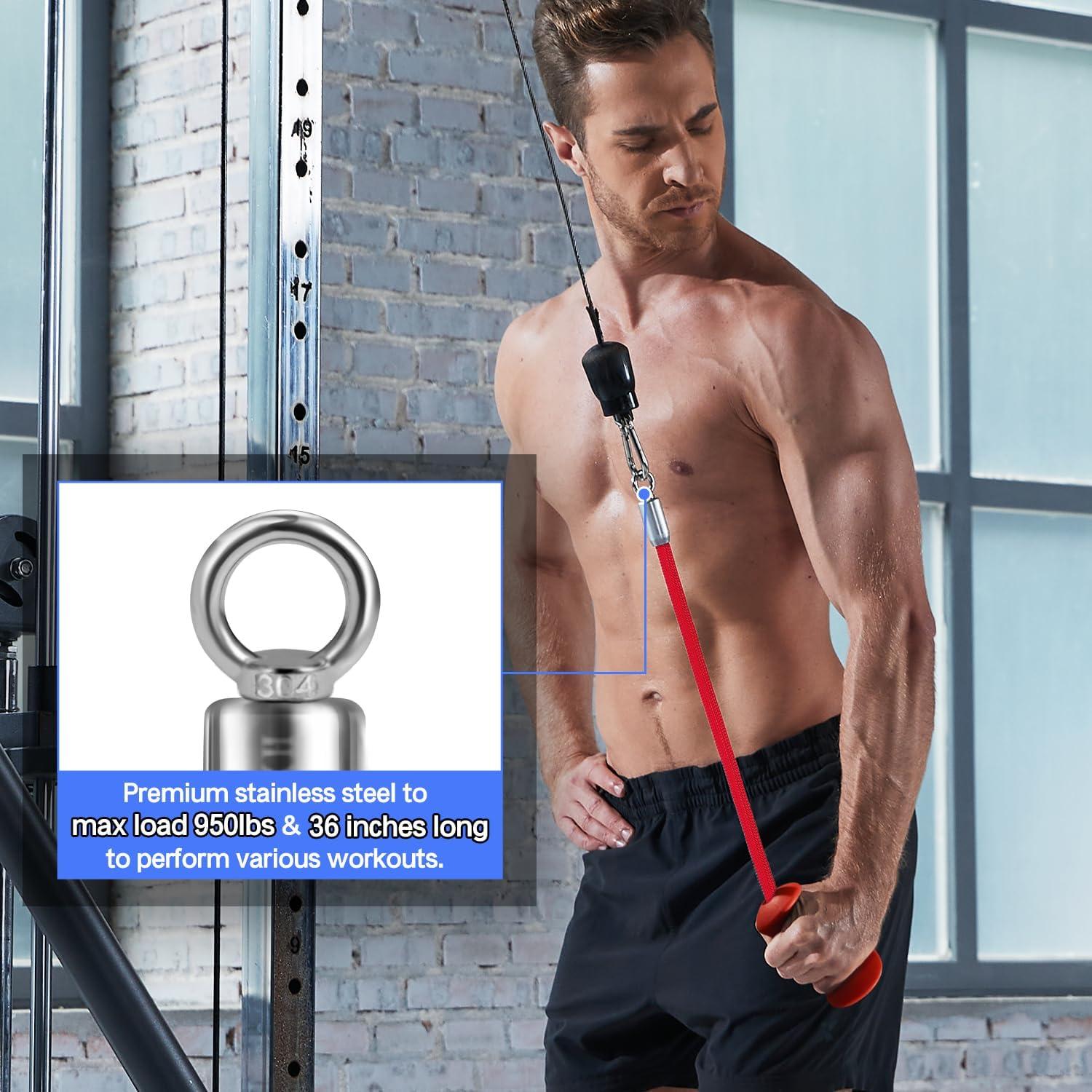 imageHXDERGO Tricep Rope with Ergonomic Handles 36 Inch Tricep Pull Down Rope for Cable Machine Pulley System Triceps Rope Cable Attachment for Gym HomeRed 2pcs