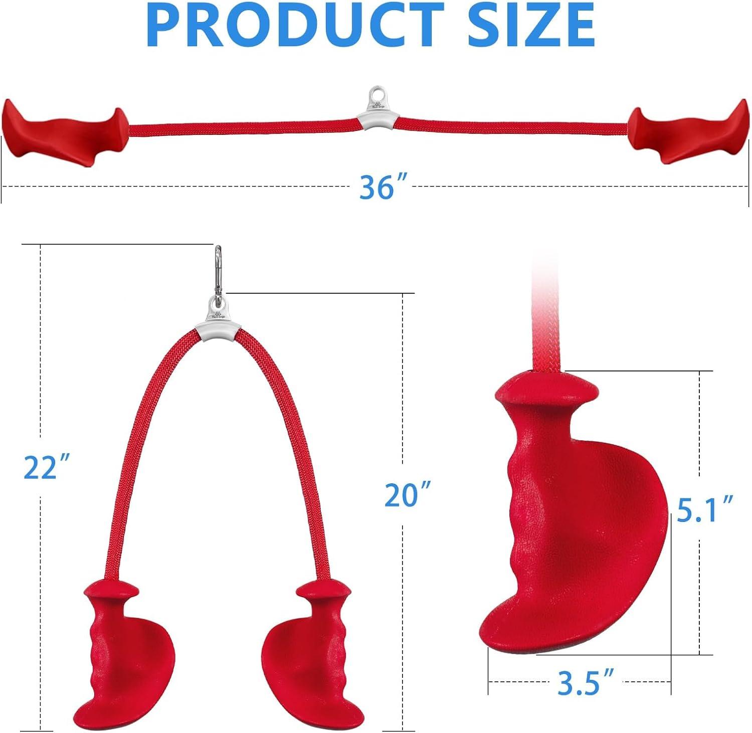 imageHXDERGO Tricep Rope with Ergonomic Handles 36 Inch Tricep Pull Down Rope for Cable Machine Pulley System Triceps Rope Cable Attachment for Gym HomeRed