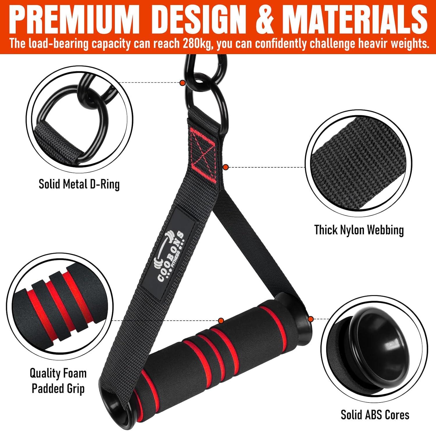 imageHeavy Duty Exercise Handles Gym Cable Handles for Cable Machine Attachments D Handle Cable Attachments Handles for Resistance Bands Workout Accessories Fitness Equipment for Home GymBlack Red