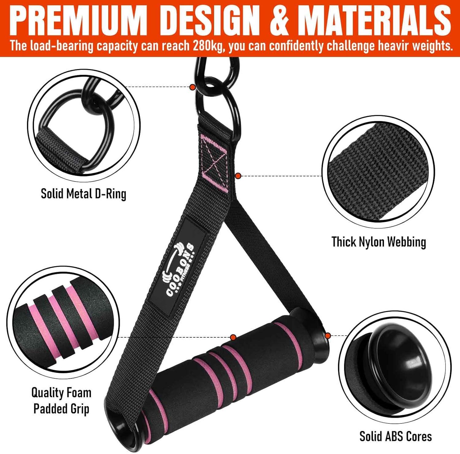 imageHeavy Duty Exercise Handles Gym Cable Handles for Cable Machine Attachments D Handle Cable Attachments Handles for Resistance Bands Workout Accessories Fitness Equipment for Home GymBlack Pink