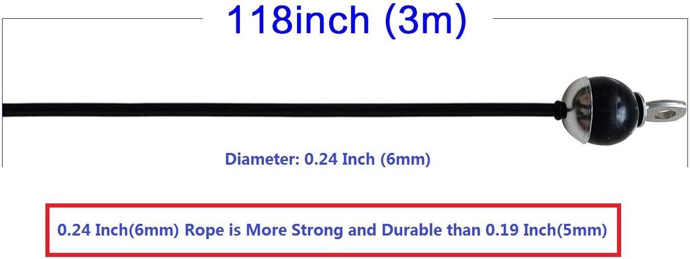 imageHome Gym Fitness LAT Pulldown Cable Replacement 78118 236 Inch 6mm Adjustable Length for Pulley System Cable Machine Workout Equipment Steel Wire Rope with Rubber Stopper Ball 118 Inch118 Inch Adjustable Cable