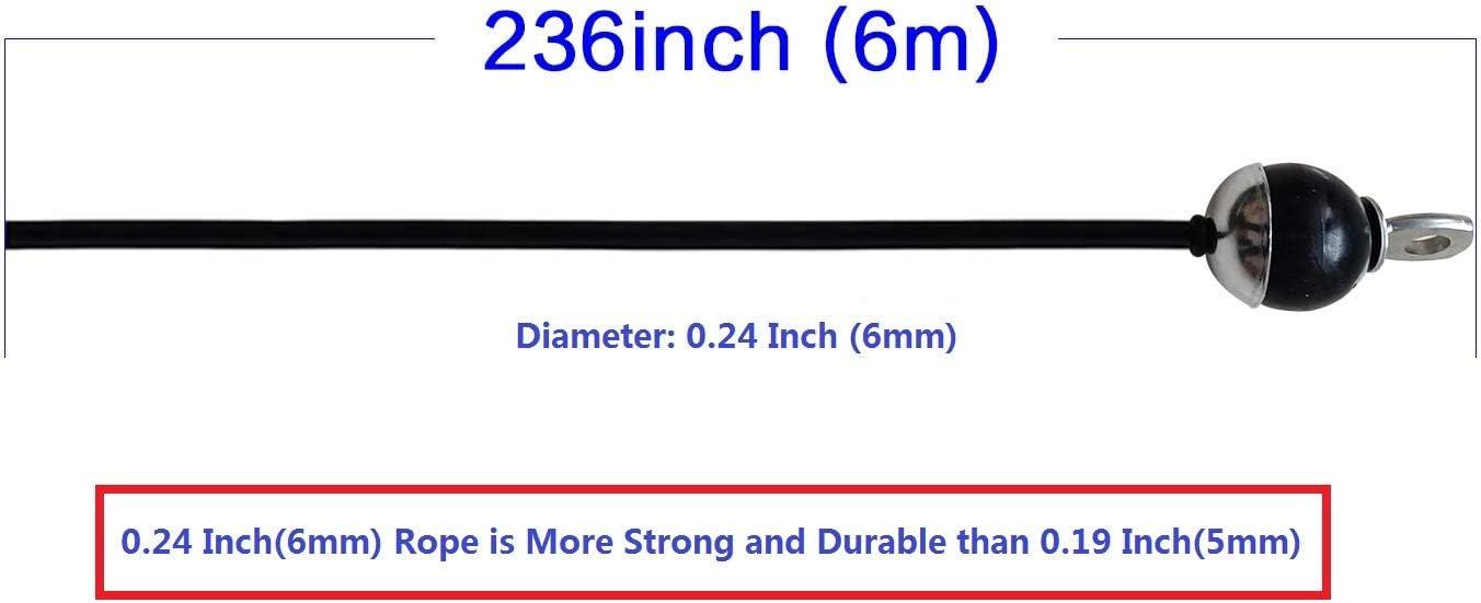 imageHome Gym Fitness LAT Pulldown Cable Replacement 78118 236 Inch 6mm Adjustable Length for Pulley System Cable Machine Workout Equipment Steel Wire Rope with Rubber Stopper Ball 118 Inch236 Inch Adjustable Cable