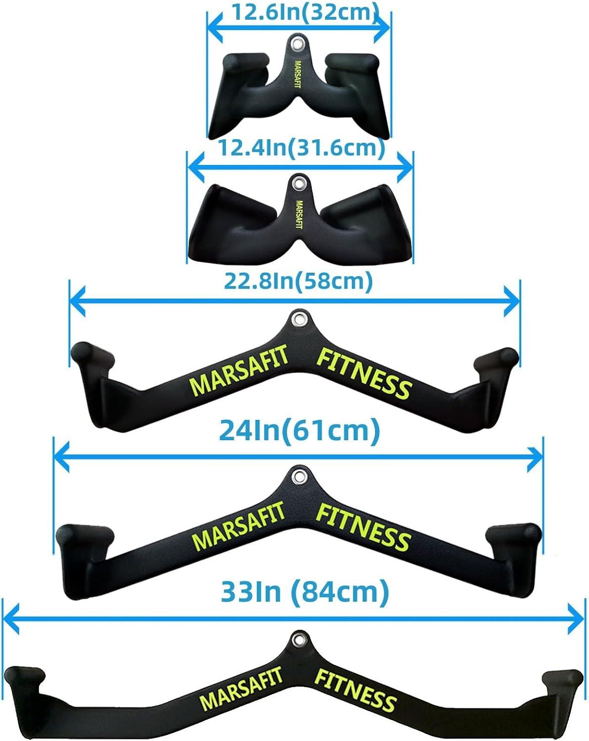 imageHome Gym Fitness Rowing Tbar Vbar Pulley Cable Machine Attachment Bicep Curl Tricep Lat pulldown Bar Back Strength Training Handle Grips Lat Pull Down Bar for Seat Row Workout5PCS