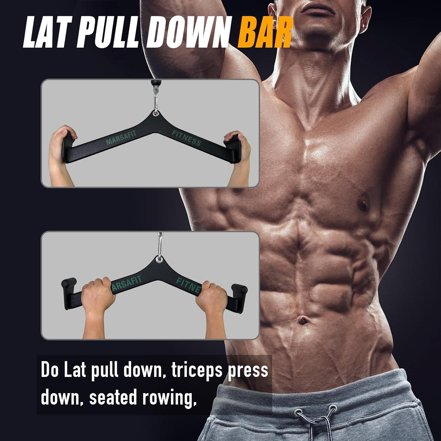 imageHome Gym Fitness Rowing Tbar Vbar Pulley Cable Machine Attachment Bicep Curl Tricep Lat pulldown Bar Back Strength Training Handle Grips Lat Pull Down Bar for Seat Row WorkoutStyle 1