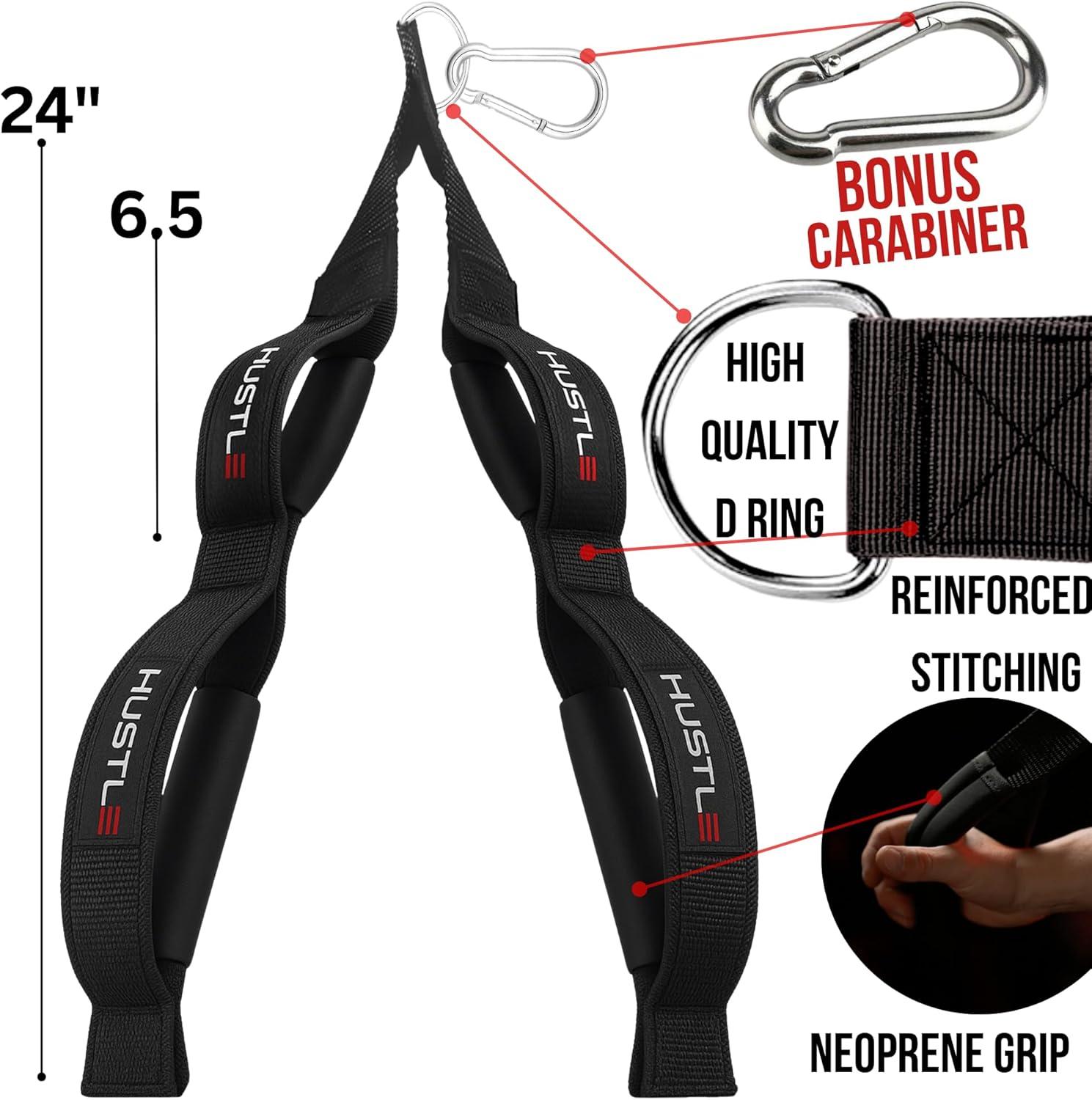 imageHustle Athletics Tricep Rope Cable Attachments for Gym Use Perfect Gym Equipment for HomeGym Accessories Multi Workout Rope Cable Machine Attachment Best Gym Rope Grip with 4 AntiSlip Handles