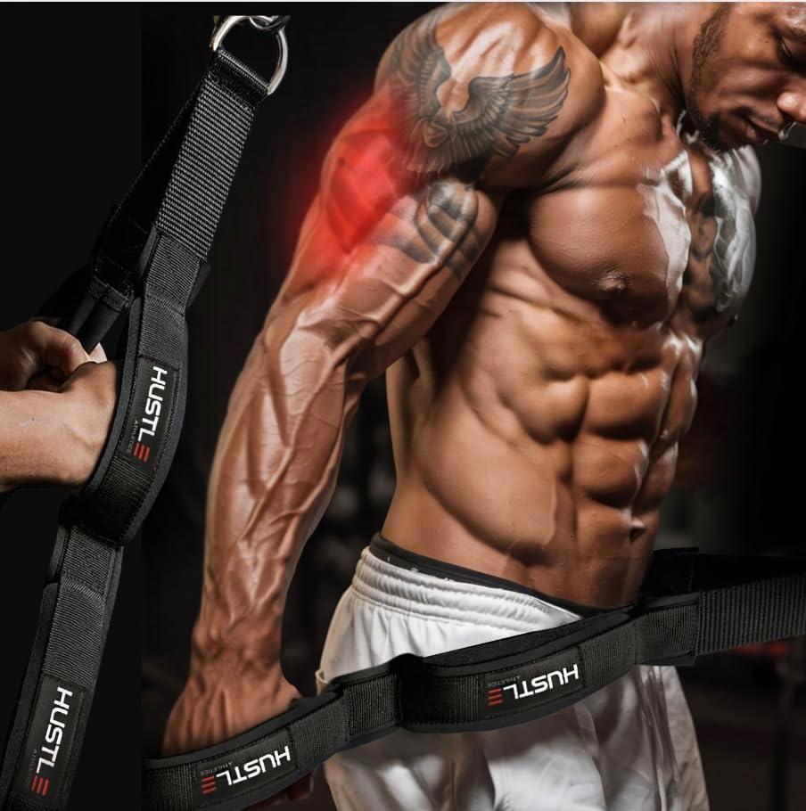 imageHustle Athletics Tricep Rope Cable Attachments for Gym Use Perfect Gym Equipment for HomeGym Accessories Multi Workout Rope Cable Machine Attachment Best Gym Rope Grip with 4 AntiSlip Handles