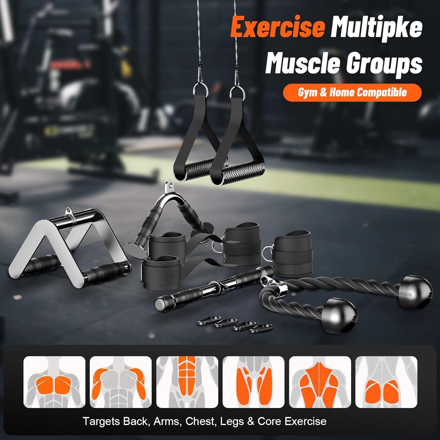 imageJOTUPLUN Cable Machine Attachment for Home Gym Tricep Press LAT Pull Down Attachment Tricep Press Down Cable Accessories for Weight Fitness Multiple OptionsTricep Rope Snap Hooks