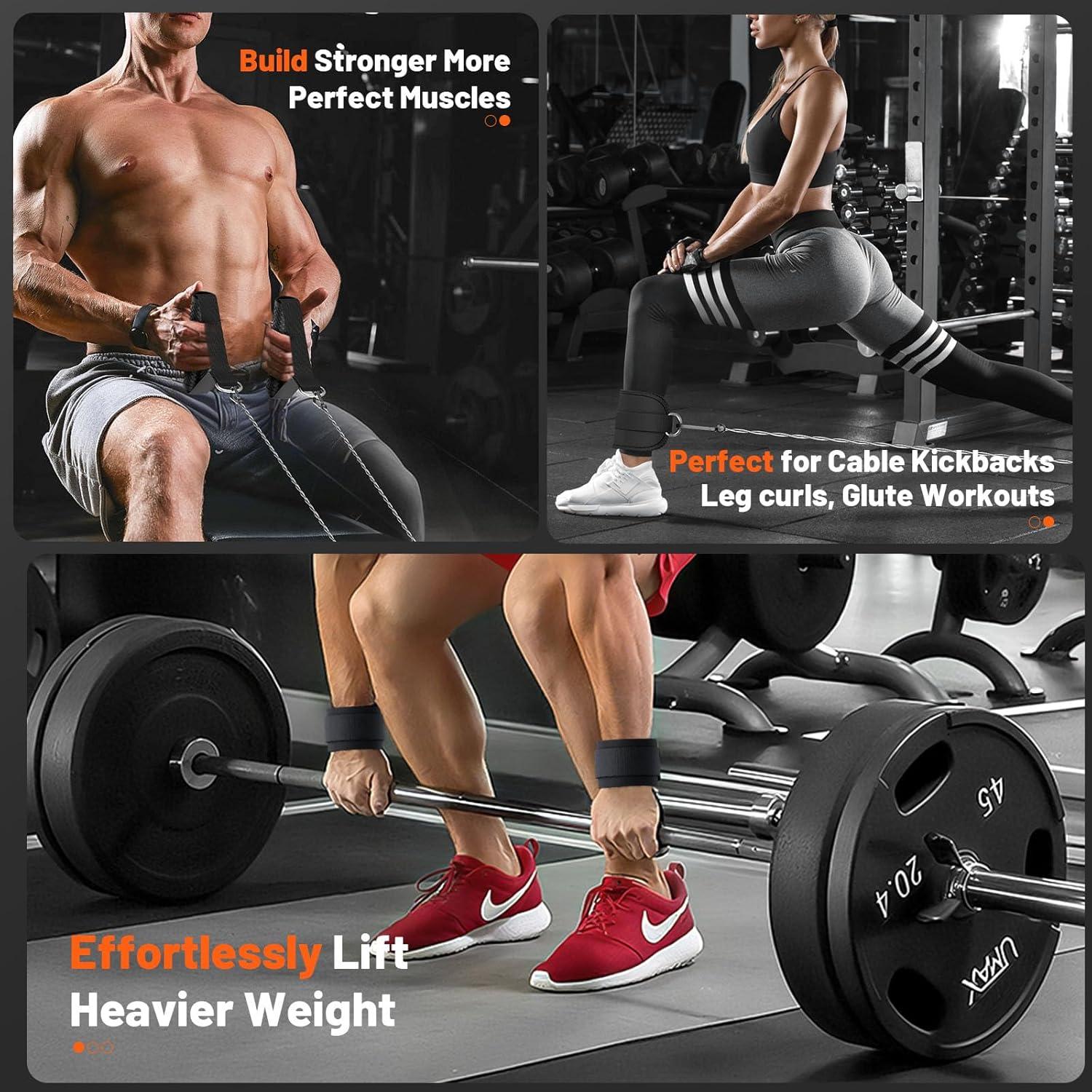 imageJOTUPLUN Cable Machine Attachment for Home Gym Tricep Press LAT Pull Down Attachment Tricep Press Down Cable Accessories for Weight Fitness Multiple OptionsDouble D Handle Lifting Wrist Straps Snap Hooks