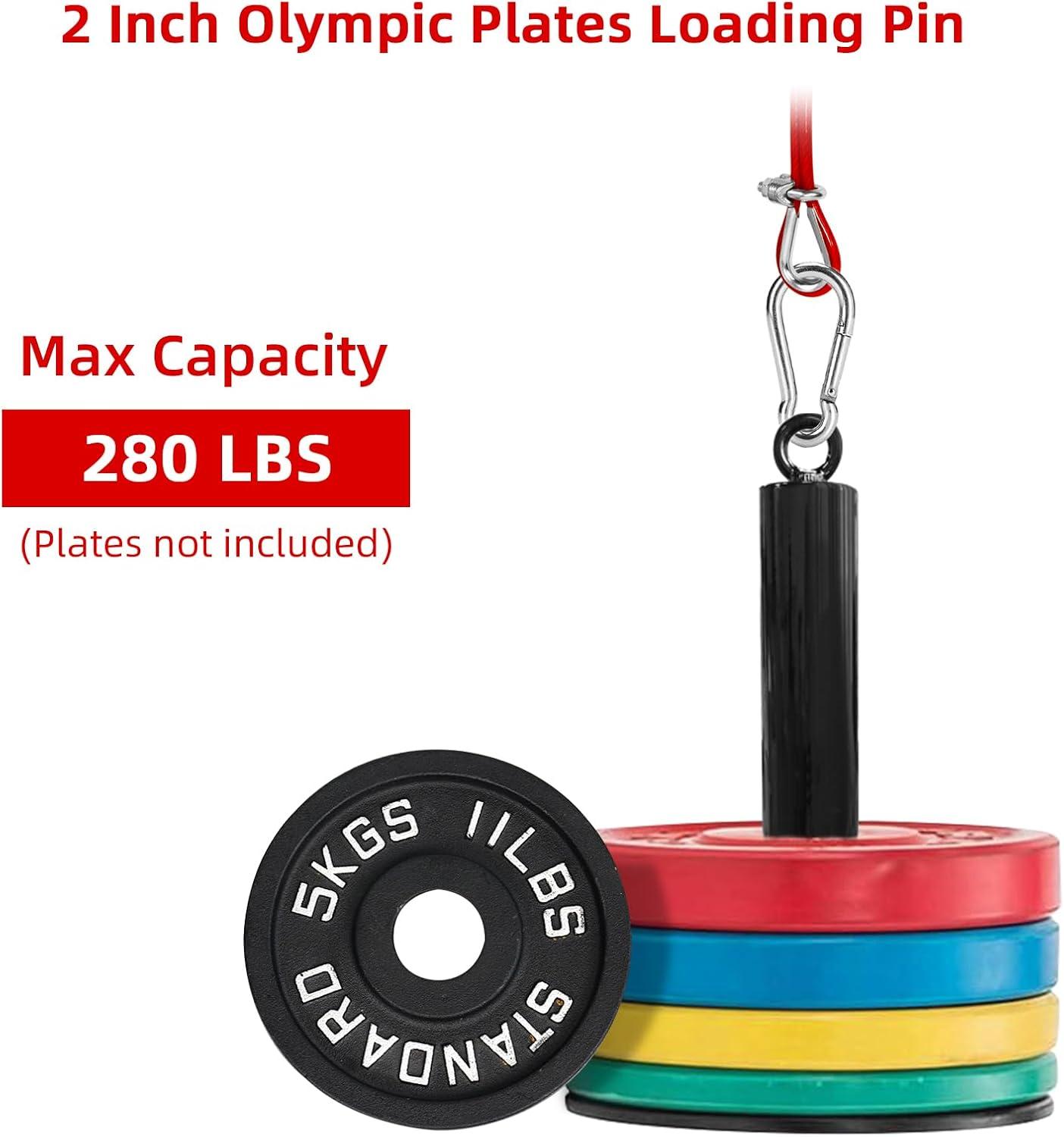 imageLFJ LAT Pull Down and Lift Weight Pulley System Cable Machine Pulley Attachment for Triceps Pull Down Biceps Curl Back Forearm Shoulder Home Gym EquipmentRed set with aluminum alloy pulley