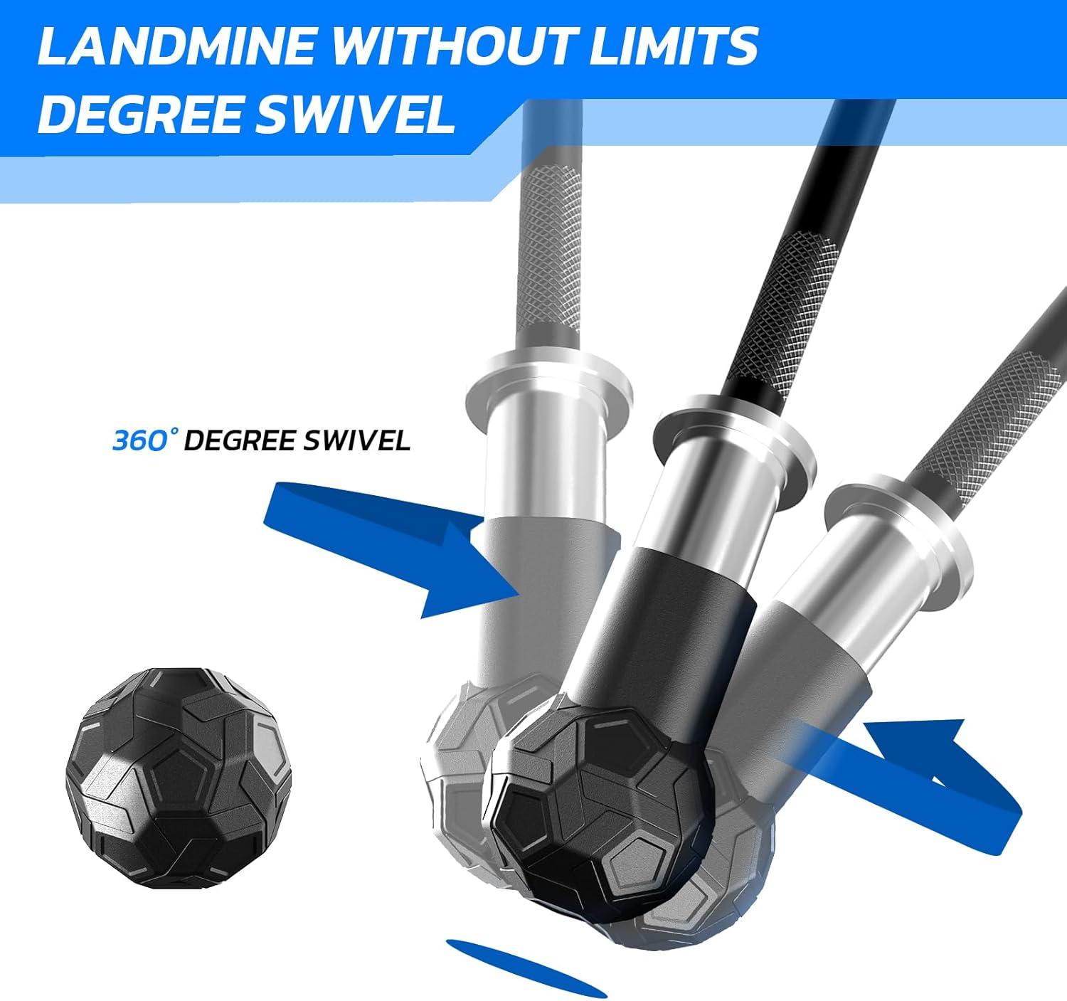 imageLandmine Attachment for Barbell 2 inch Olympic Bars Natural Rubber T Bar Row Attachment for Press Row Rotate Split Squat Safety Sturdy and Easy to Use with 360 Rotation for Gym Home Black