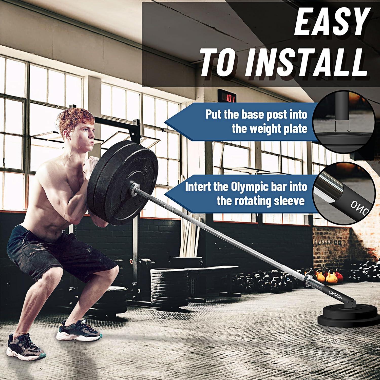 imageMIUONO Landmine Attachment for Barbell T Bar Row Attachment Fit for 2 Olympic Bar Full 360 Swivel for Back or FullBody Workout Home Gym Equipment