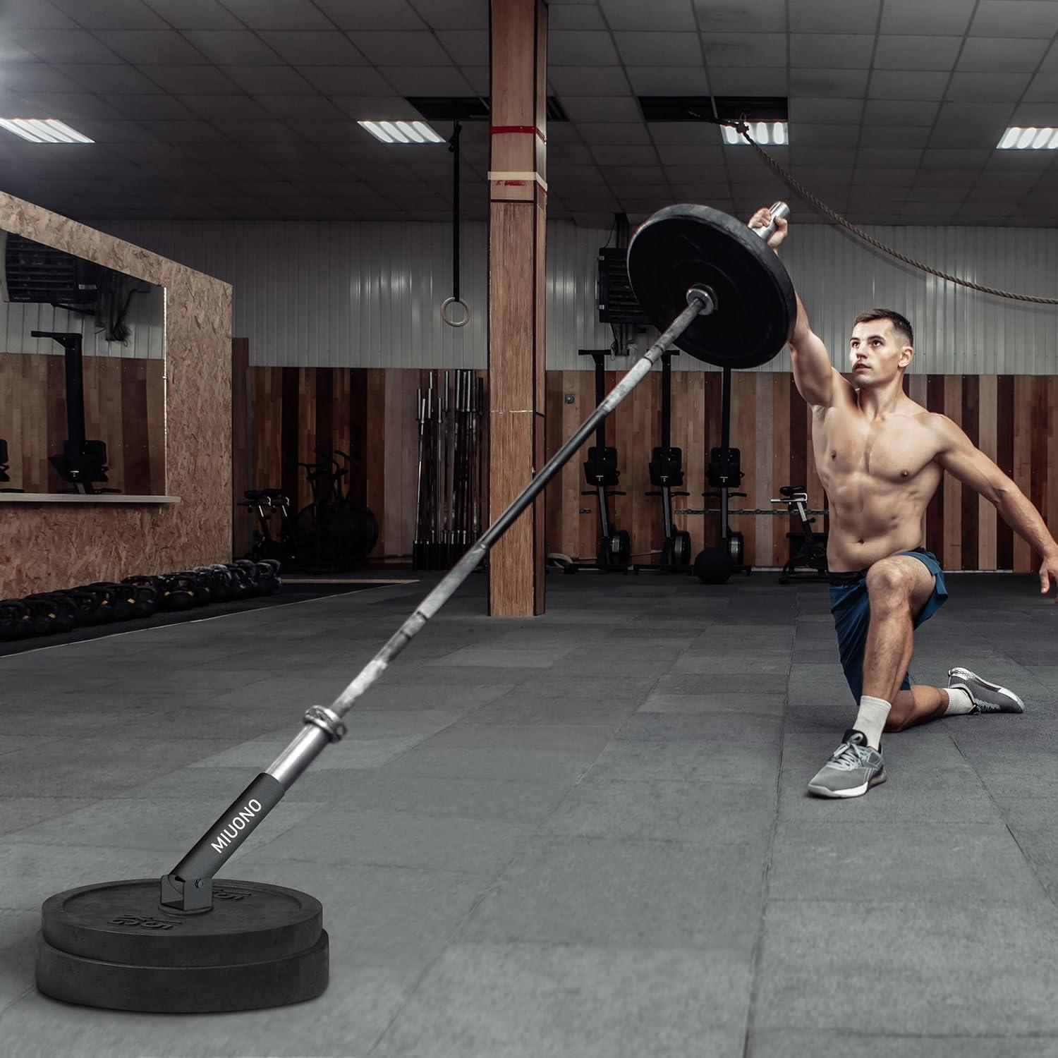 imageMIUONO Landmine Attachment for Barbell T Bar Row Attachment Fit for 2 Olympic Bar Full 360 Swivel for Back or FullBody Workout Home Gym Equipment