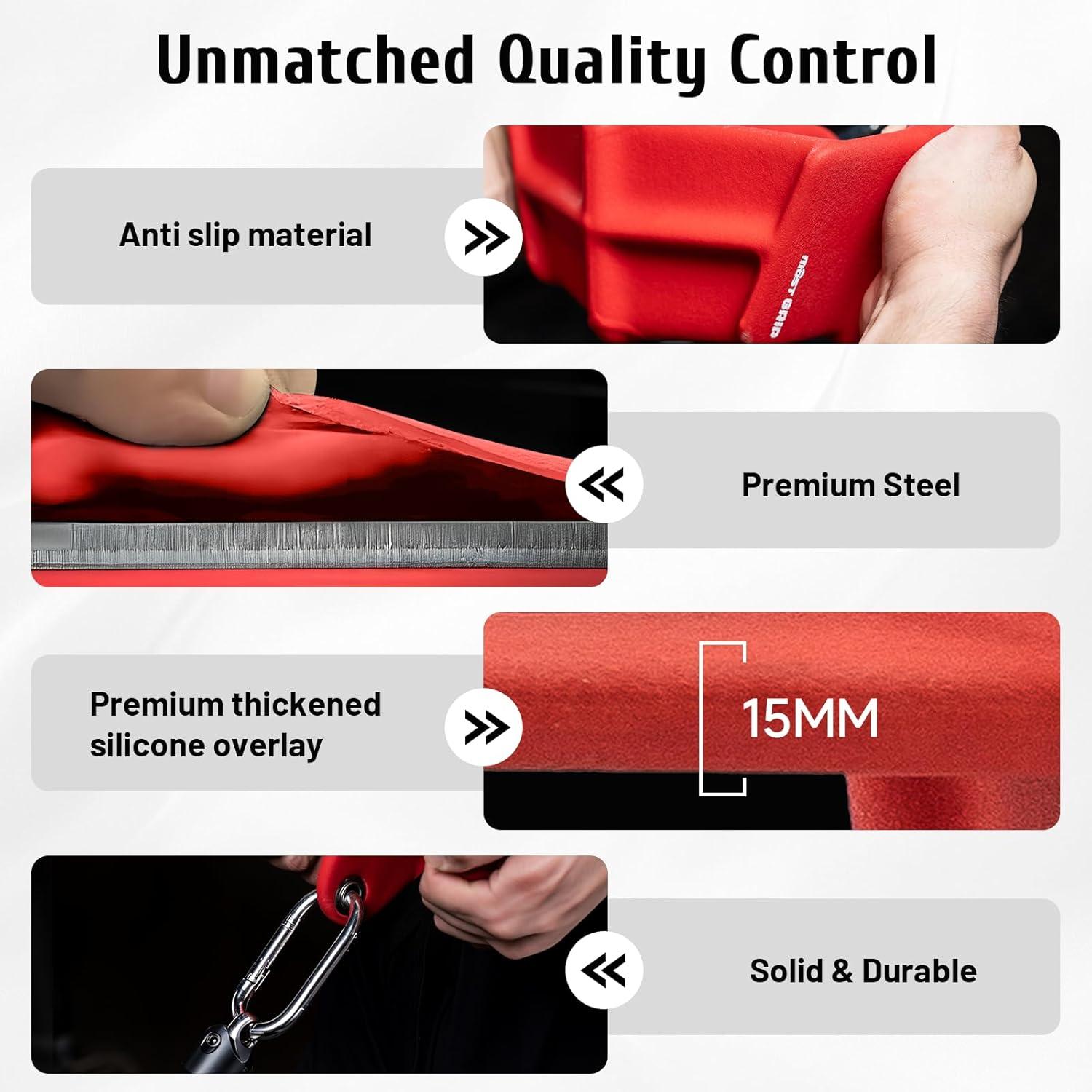 imageMOST GRIP LAT Pull Down Bars Set Triangular Stability LAT Pulldown Attachments with 8 Ergonomic Handles for Whole Back Training NonSlip Cable Machine Attachment for Gym Home WorkoutRuby Red