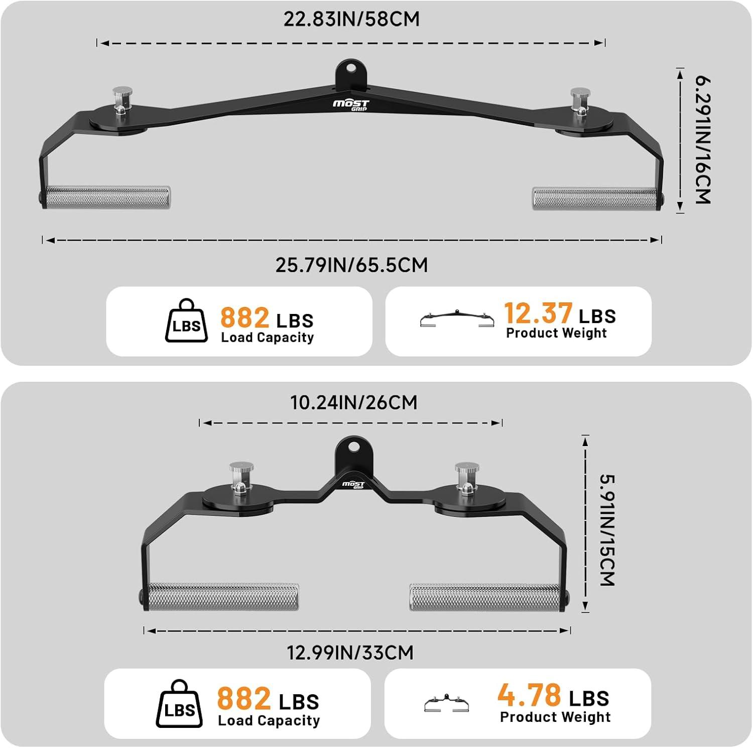imageMOST GRIP Lat Pull Down Bar Set with 360 Rotatable Handles Lat Pulldown Attachments for Whole Back Training HeavyDuty Locking LAT Pulldown Bars for Home Gym Cable