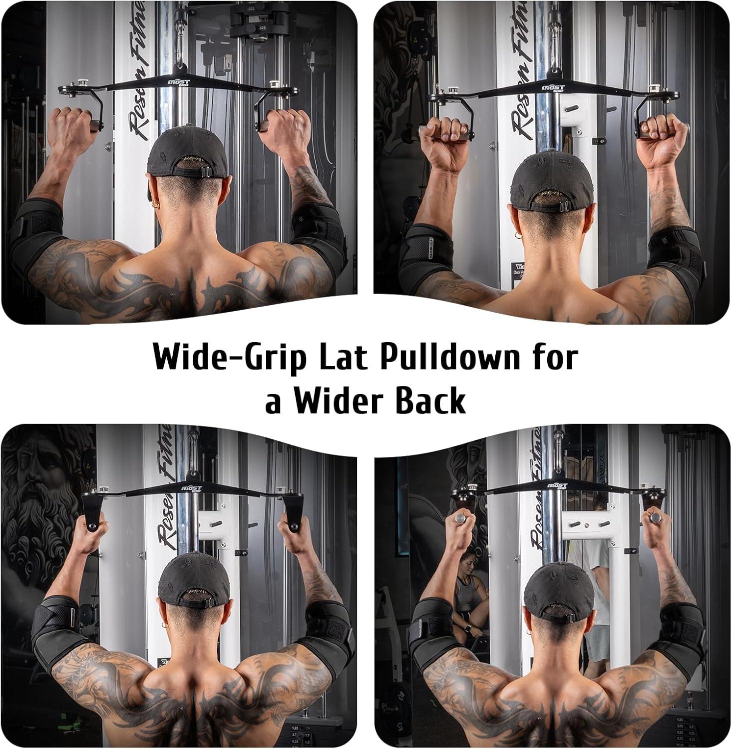 imageMOST GRIP Lat Pull Down Bar Set with 360 Rotatable Handles Lat Pulldown Attachments for Whole Back Training HeavyDuty Locking LAT Pulldown Bars for Home Gym Cable