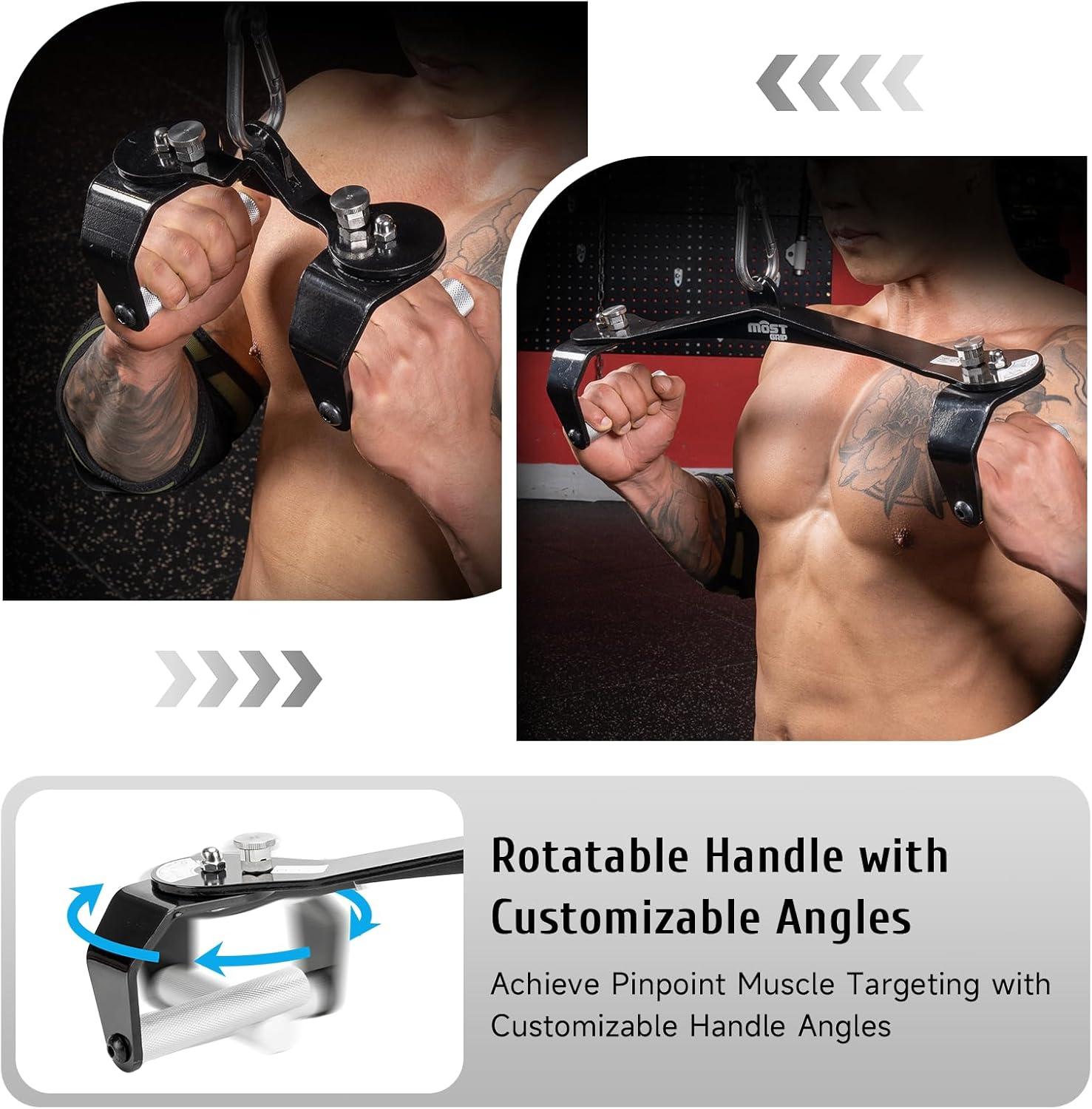 imageMOST GRIP Lat Pull Down Bar Set with 360 Rotatable Handles Lat Pulldown Attachments for Whole Back Training HeavyDuty Locking LAT Pulldown Bars for Home Gym Cable