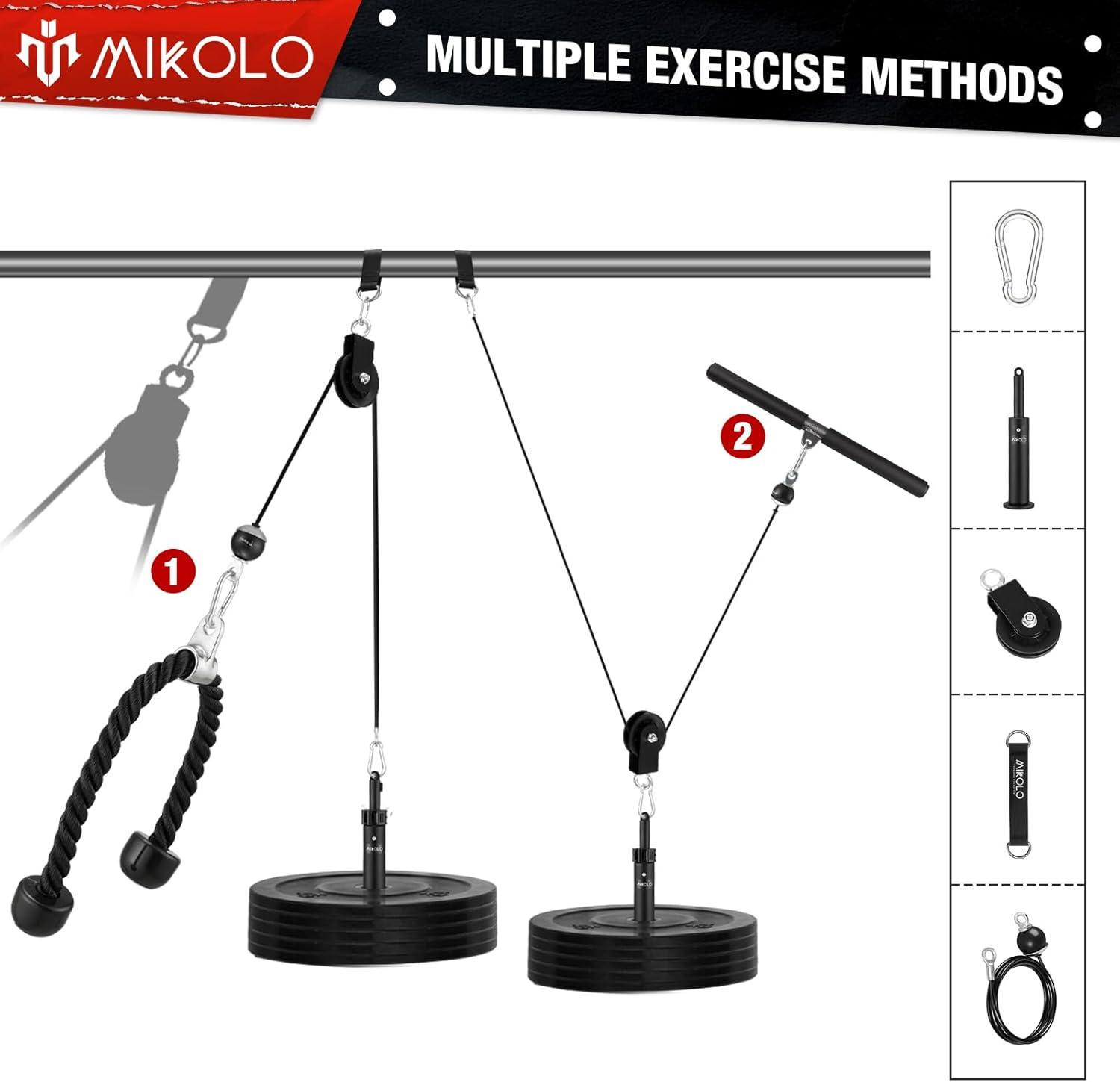 imageMikolo Fitness LAT and Lift Pulley System Dual Cable Machine70 and 90 with Upgraded Loading Pin for Triceps Pull Down Biceps Curl Back Forearm ShoulderHome Gym EquipmentPatentCapacity 280 Upgrade