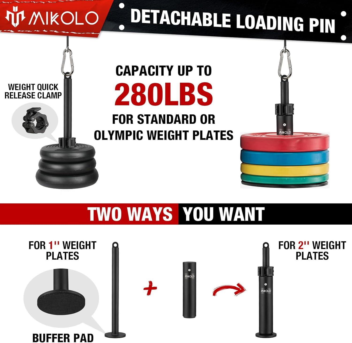 imageMikolo Fitness LAT and Lift Pulley System Dual Cable Machine70 and 90 with Upgraded Loading Pin for Triceps Pull Down Biceps Curl Back Forearm ShoulderHome Gym EquipmentPatentCapacity 280 Upgrade