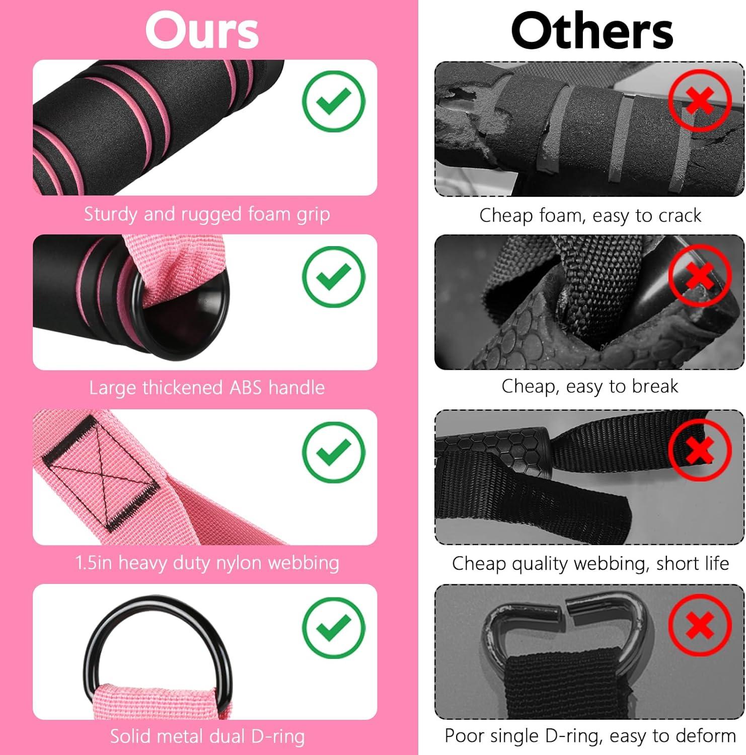 imageRENRANRING Gym Exercise Handles Replacement Handle Attachments for Cable Machine Pulleys Resistance Band and Strength Trainer Pull Down Workout Accessories Home Gym Add On EquipmentPink
