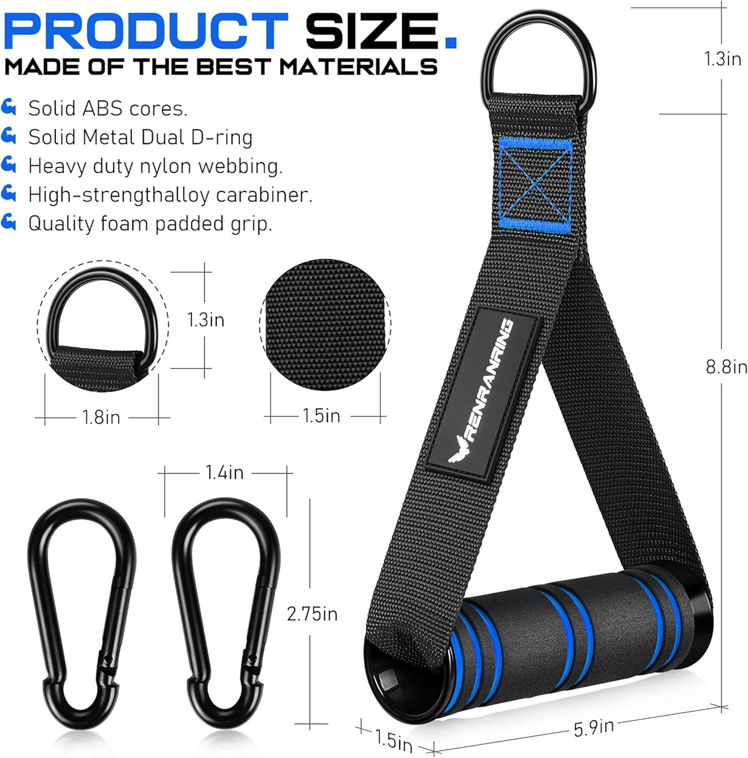 imageRENRANRING Gym Exercise Handles Replacement Handle Attachments for Cable Machine Pulleys Resistance Band and Strength Trainer Pull Down Workout Accessories Home Gym Add On EquipmentBlack Blue