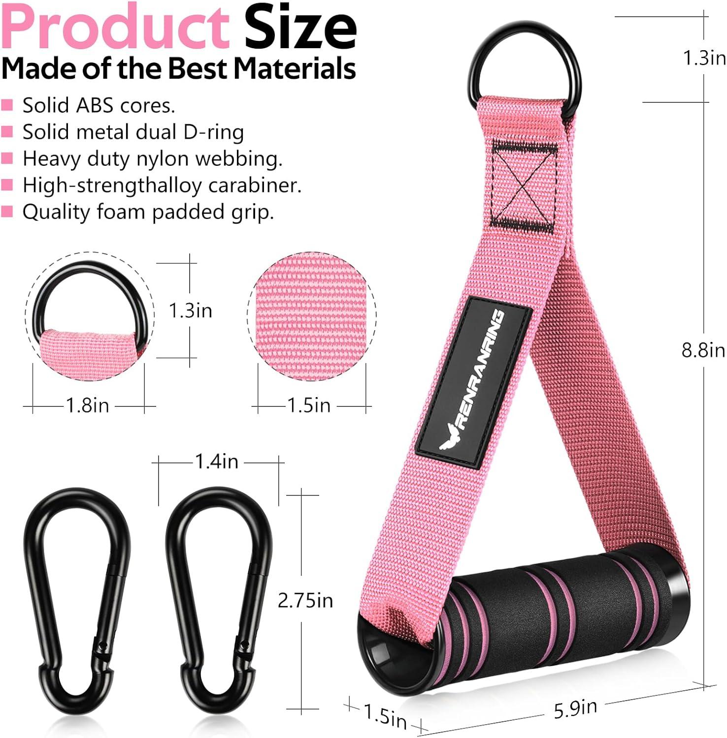imageRENRANRING Gym Exercise Handles Replacement Handle Attachments for Cable Machine Pulleys Resistance Band and Strength Trainer Pull Down Workout Accessories Home Gym Add On EquipmentPink