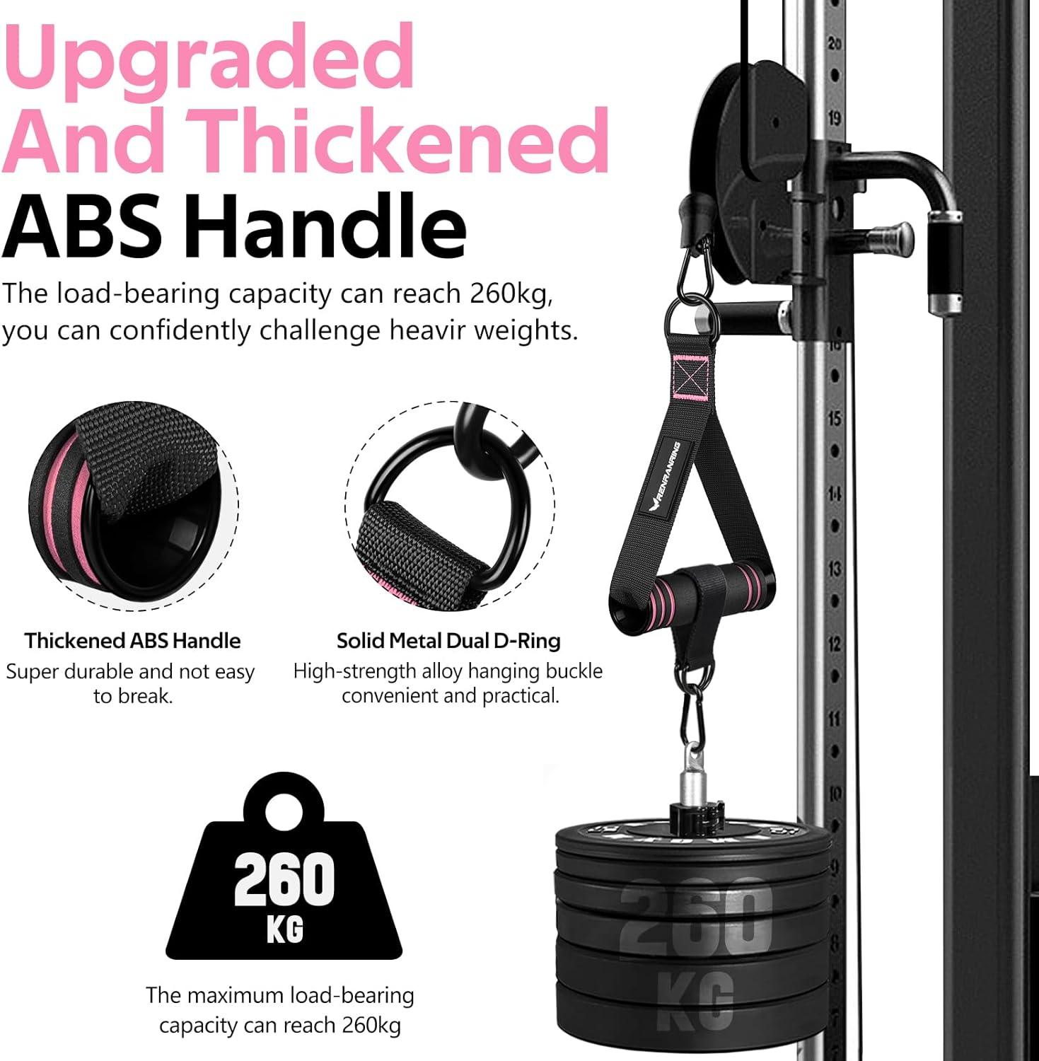 imageRENRANRING Gym Exercise Handles Replacement Handle Attachments for Cable Machine Pulleys Resistance Band and Strength Trainer Pull Down Workout Accessories Home Gym Add On EquipmentBlack Pink