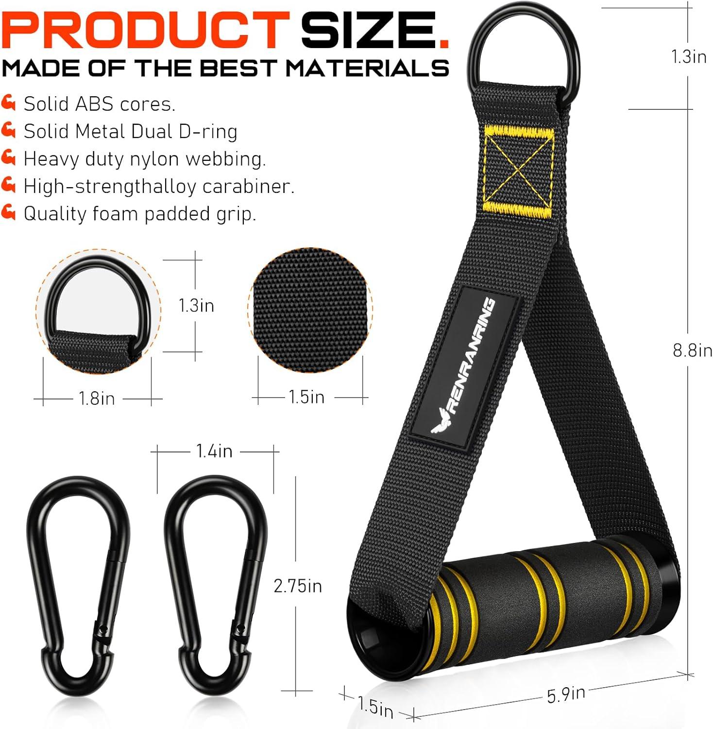 imageRENRANRING Gym Exercise Handles Replacement Handle Attachments for Cable Machine Pulleys Resistance Band and Strength Trainer Pull Down Workout Accessories Home Gym Add On EquipmentBlackYellow